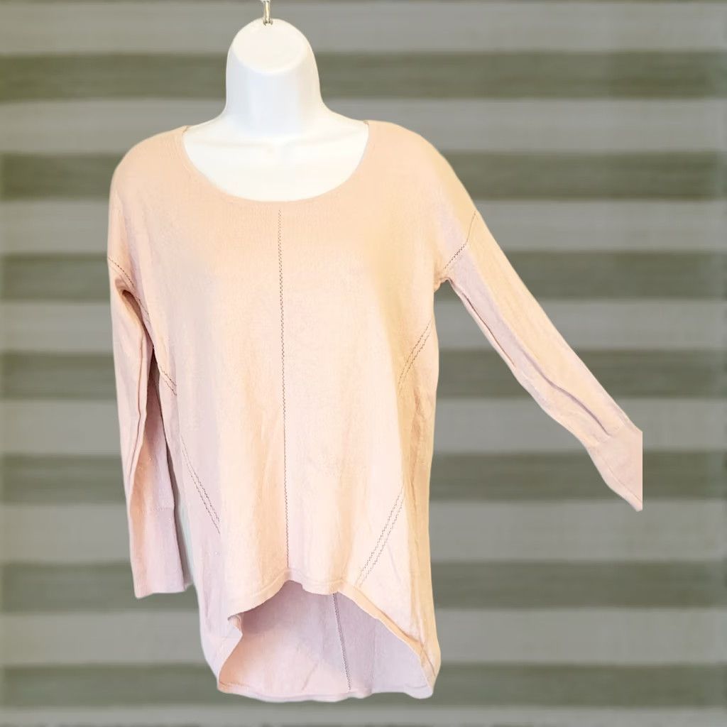 Pinko jennifer lopez Sweater Knit Top Womens XS Pale Pink Sparkly Lightweight Bi Level Size XS / US 0-2 / IT 36-38 - 1 Thumbnail