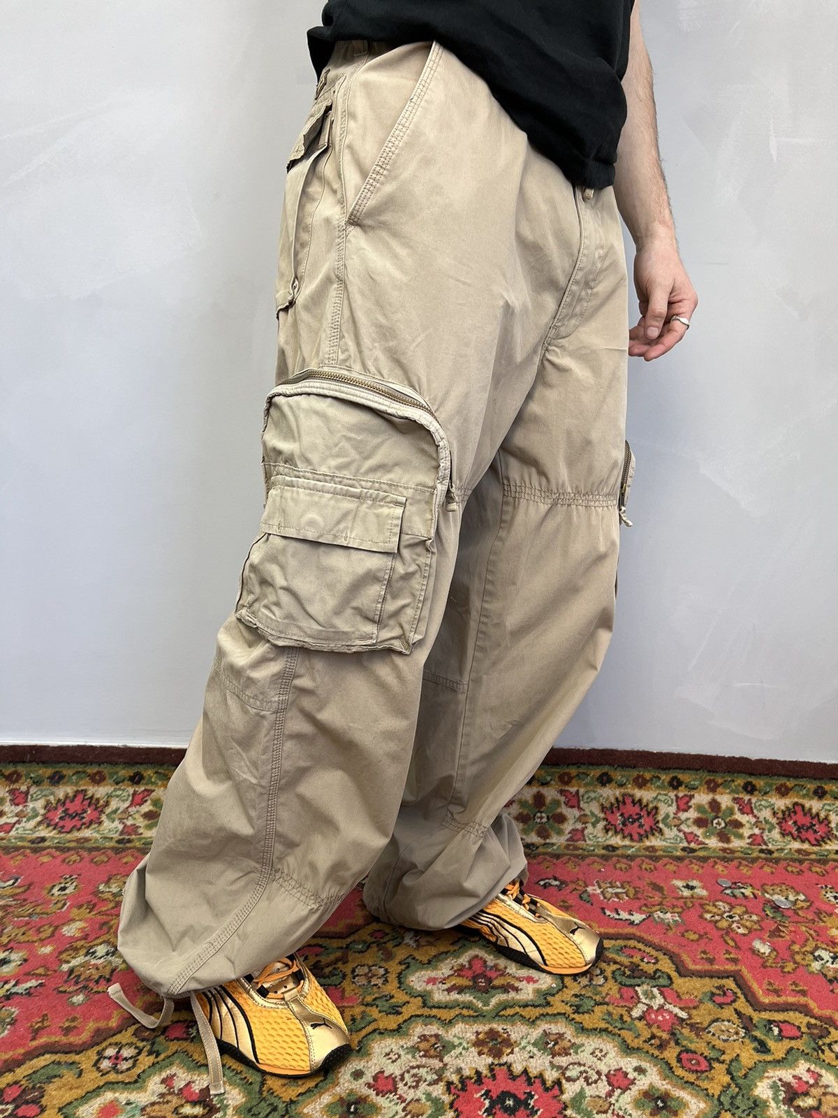Japanese Brand Y2K Vintage Streetwear Camo Cargo Baggy Jeans beige Size US 34 / EU 50 - 4 Thumbnail