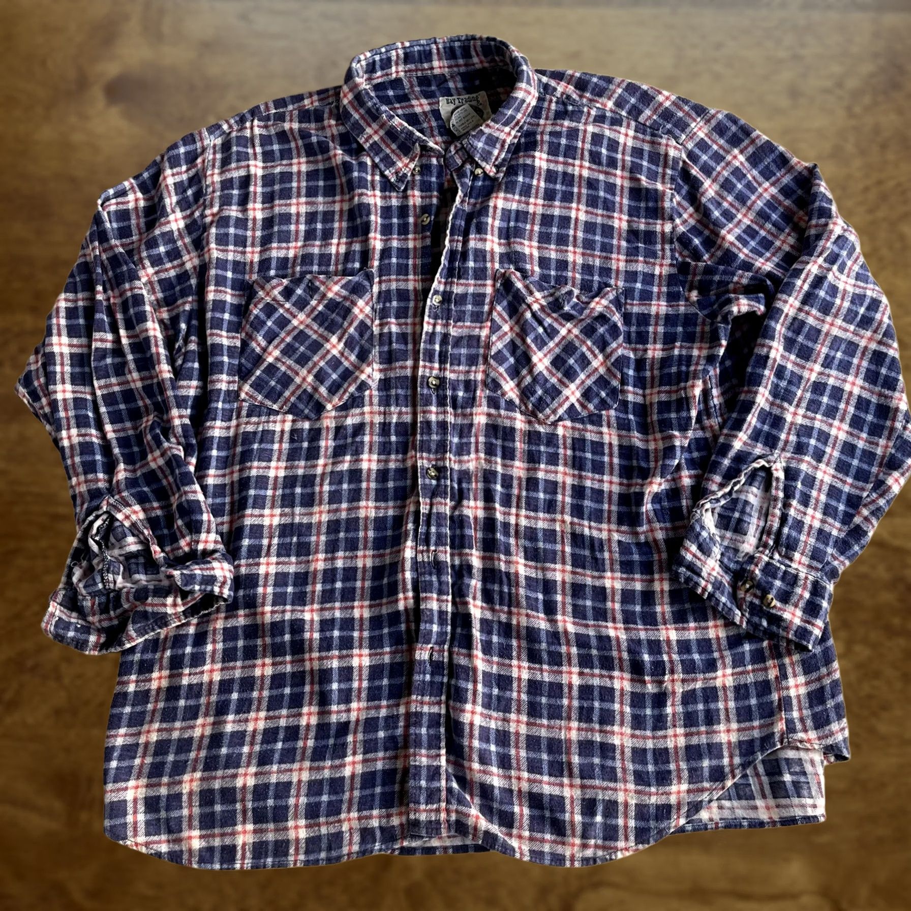 Vintage Bay Trading Co Shirt Mens 2XL Blue Plaid Flannel Long Sleeve Button Up Workwear Size US XXL / EU 58 / 5 - 1 Thumbnail