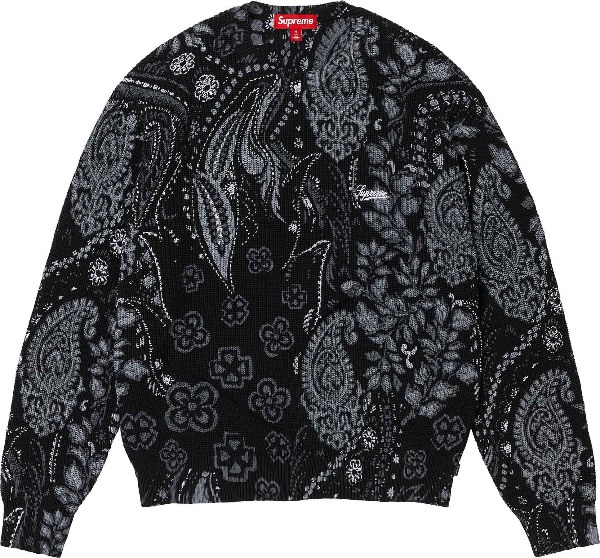 image of Supreme Printed Paisley Sweater in Black, Men's (Size XL)