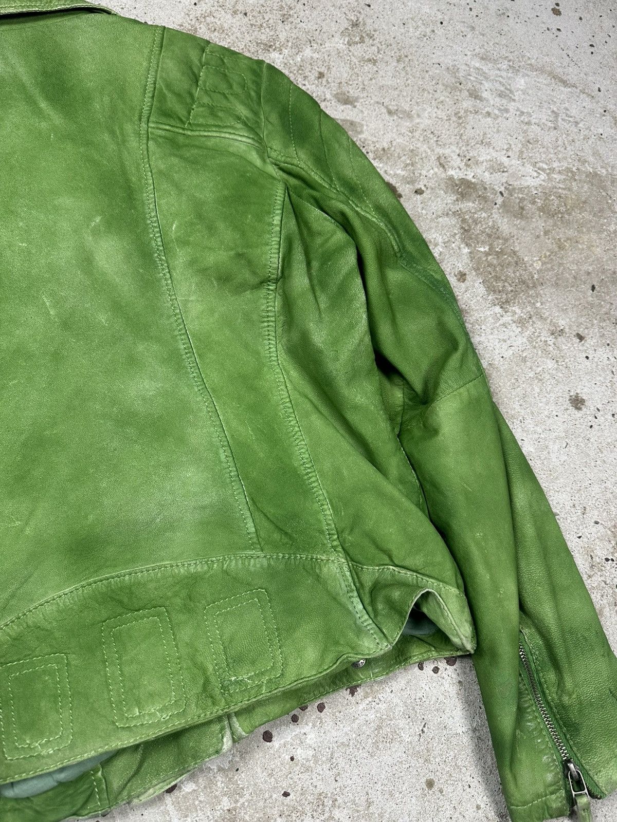 Genuine Leather × Vintage Vintage Y2K Green Leather Moto Biker Style Jacket Size US S / EU 44-46 / 1 - 12 Thumbnail