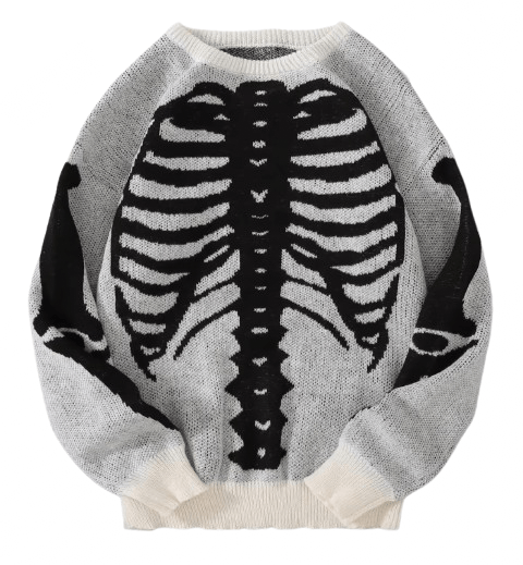Japanese Brand Streetwear Bone Skeleton Sweater Jacquard Knitted Sweatshirt Size US S / EU 44-46 / 1 - 1 Thumbnail