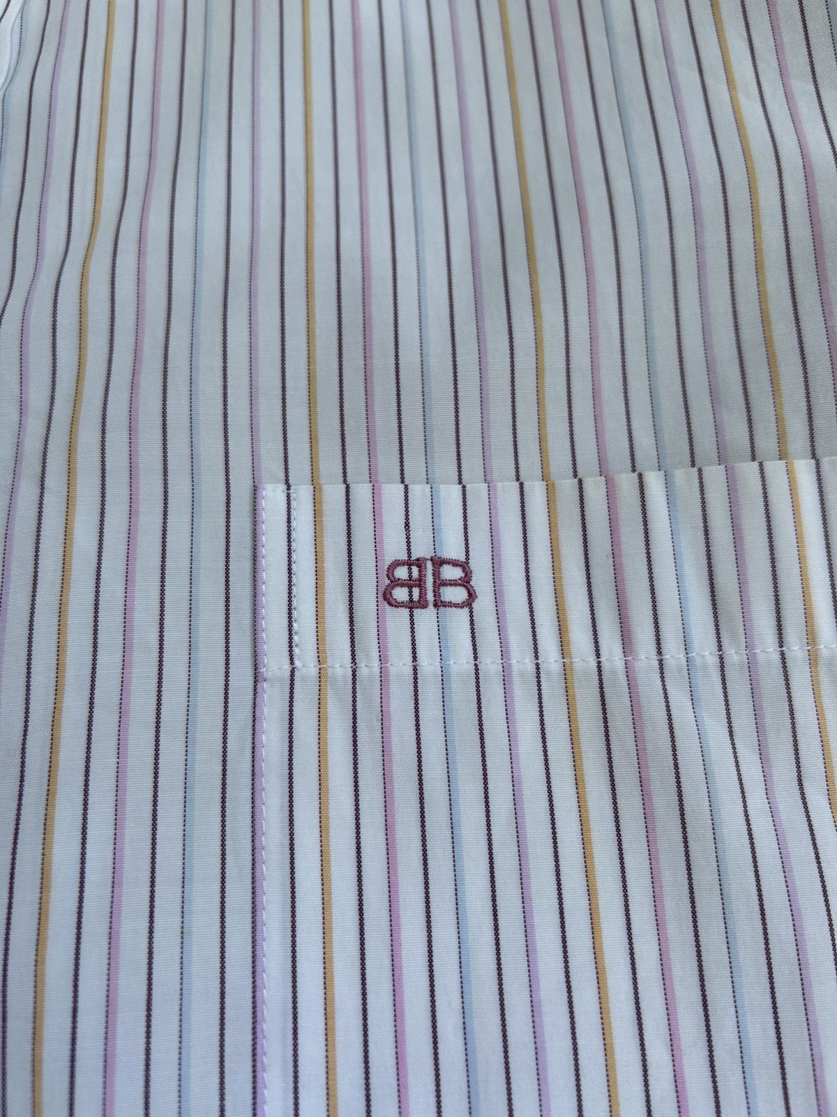 Balenciaga Vintage Balenciaga Stripe Short Sleeve Button up Shirt Size US L / EU 52-54 / 3 - 2 Thumbnail