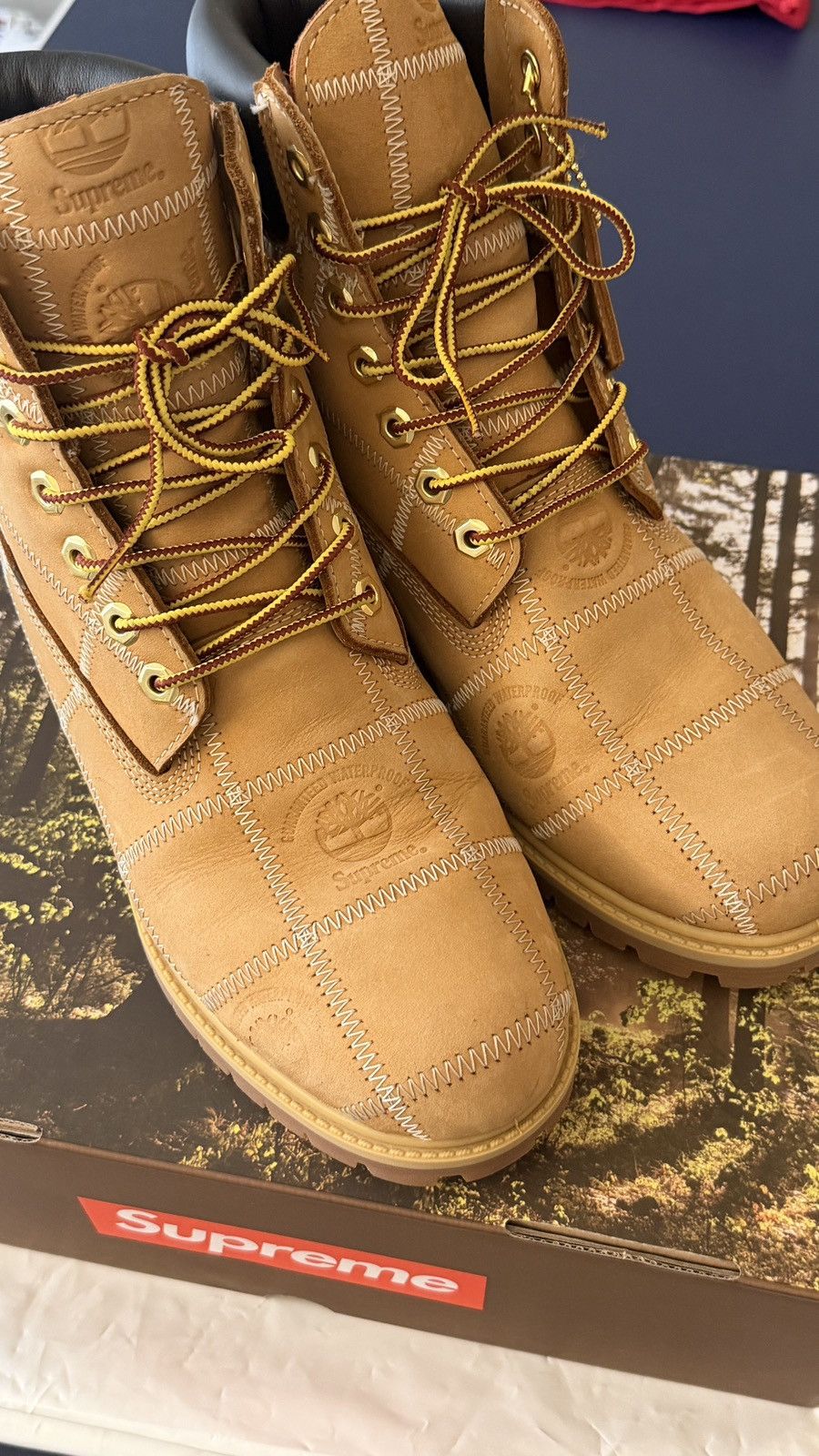 Supreme × Timberland SupremeXTimberland Premium Mid Lace Waterproof Wheat Nubuck Size US 8.5 / EU 41-42 - 6 Thumbnail