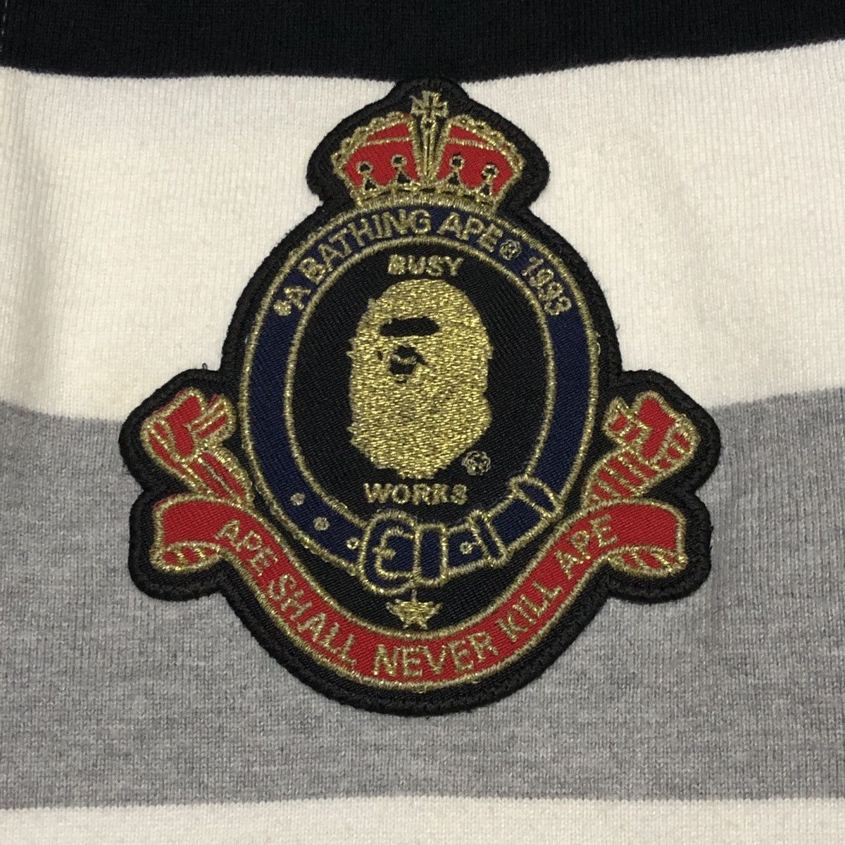 Bape A Bathing Ape Bape Crest Striped Polo Rugby Longsleeve Size US M / EU 48-50 / 2 - 2 Thumbnail