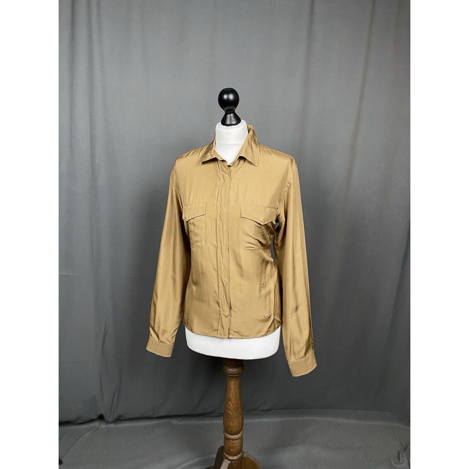 Prada Prada Women's Brown Silk Longsleeve Shirt Size 44 Size M / US 6-8 / IT 42-44 - 2 Thumbnail