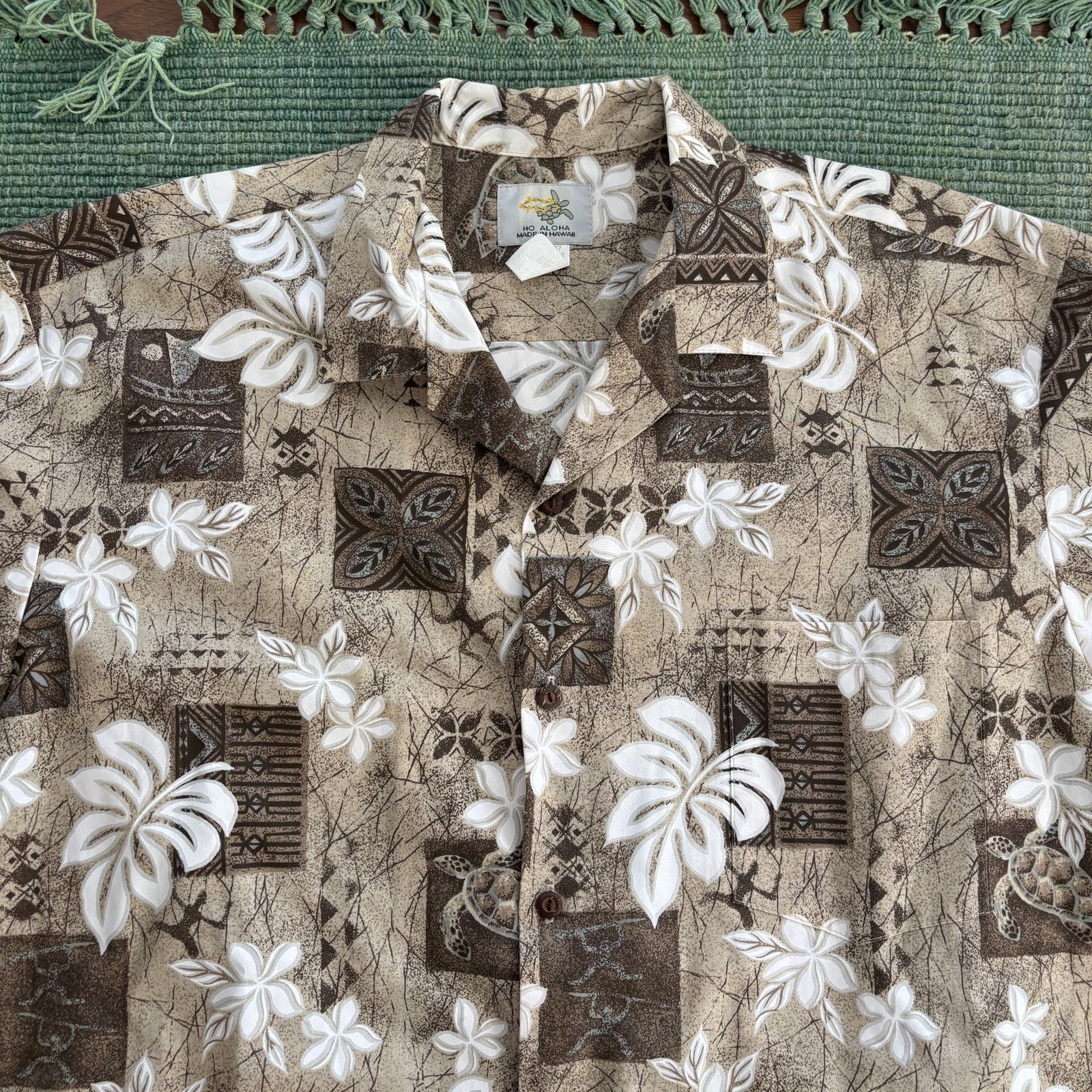 Vintage Vintage Ho Aloha tan and brown cotton hawaiian shirt Size US XL / EU 56 / 4 - 3 Thumbnail