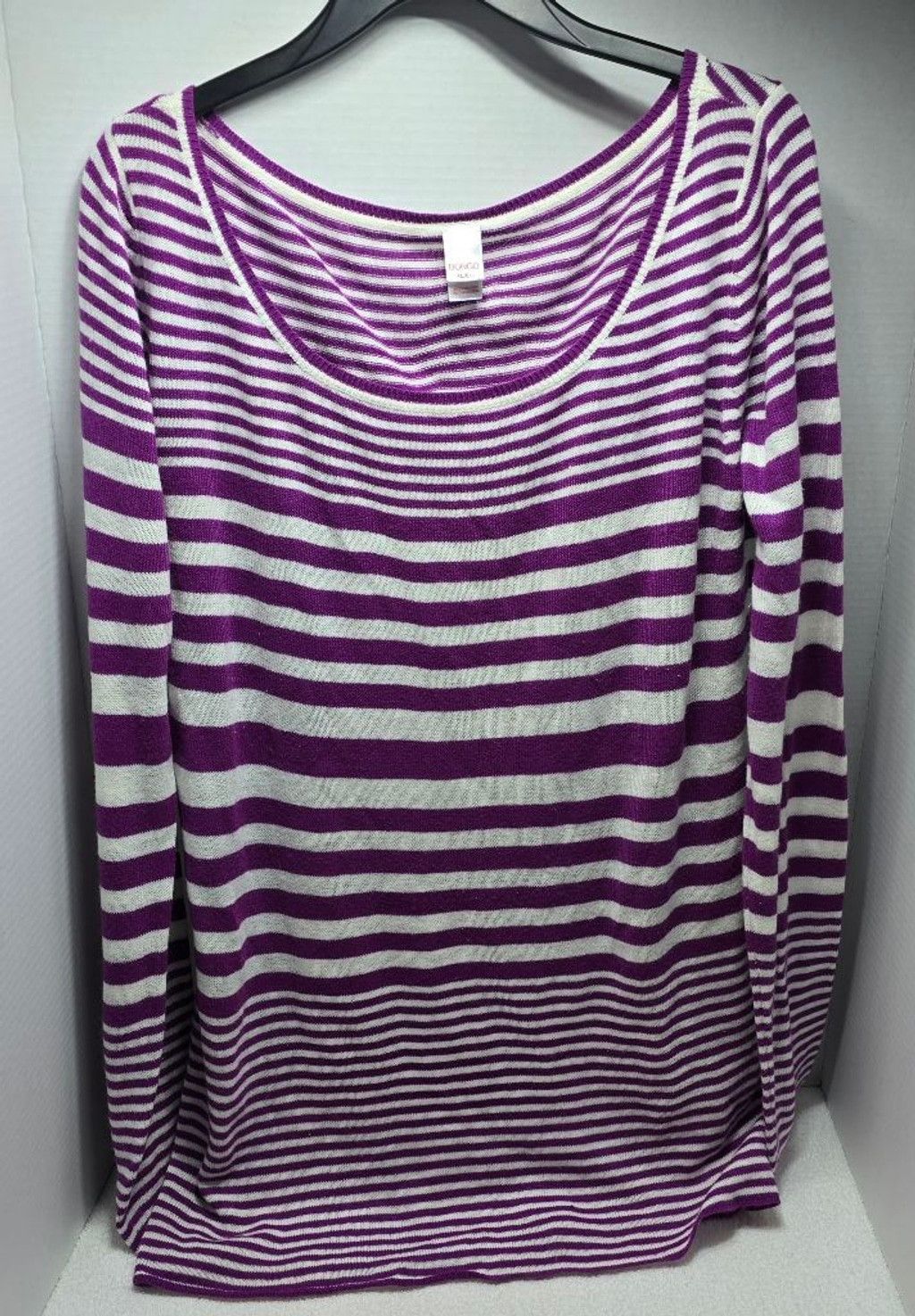 Bonobos Women's BONGO Purple White Striped Crew Neck Sweater XL Size XL / US 12-14 / IT 48-50 - 1 Thumbnail