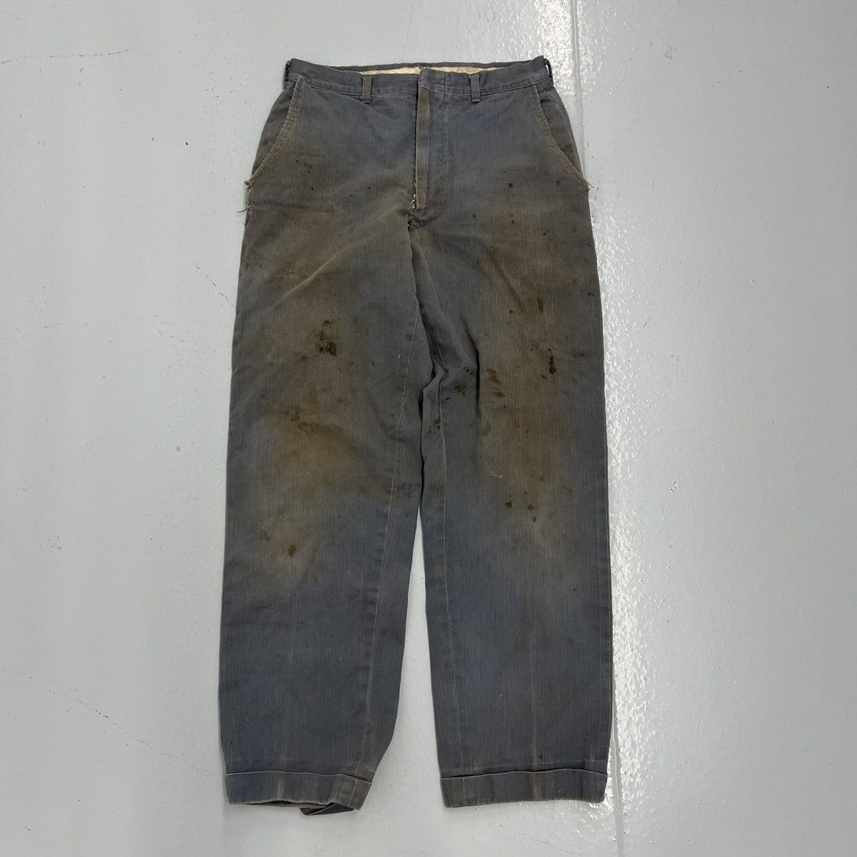 Other Vintage 50s Anvil Blue Pique Cotton Workwear Chinos 27x27 Size 27" / US 4 / IT 40 - 1 Thumbnail