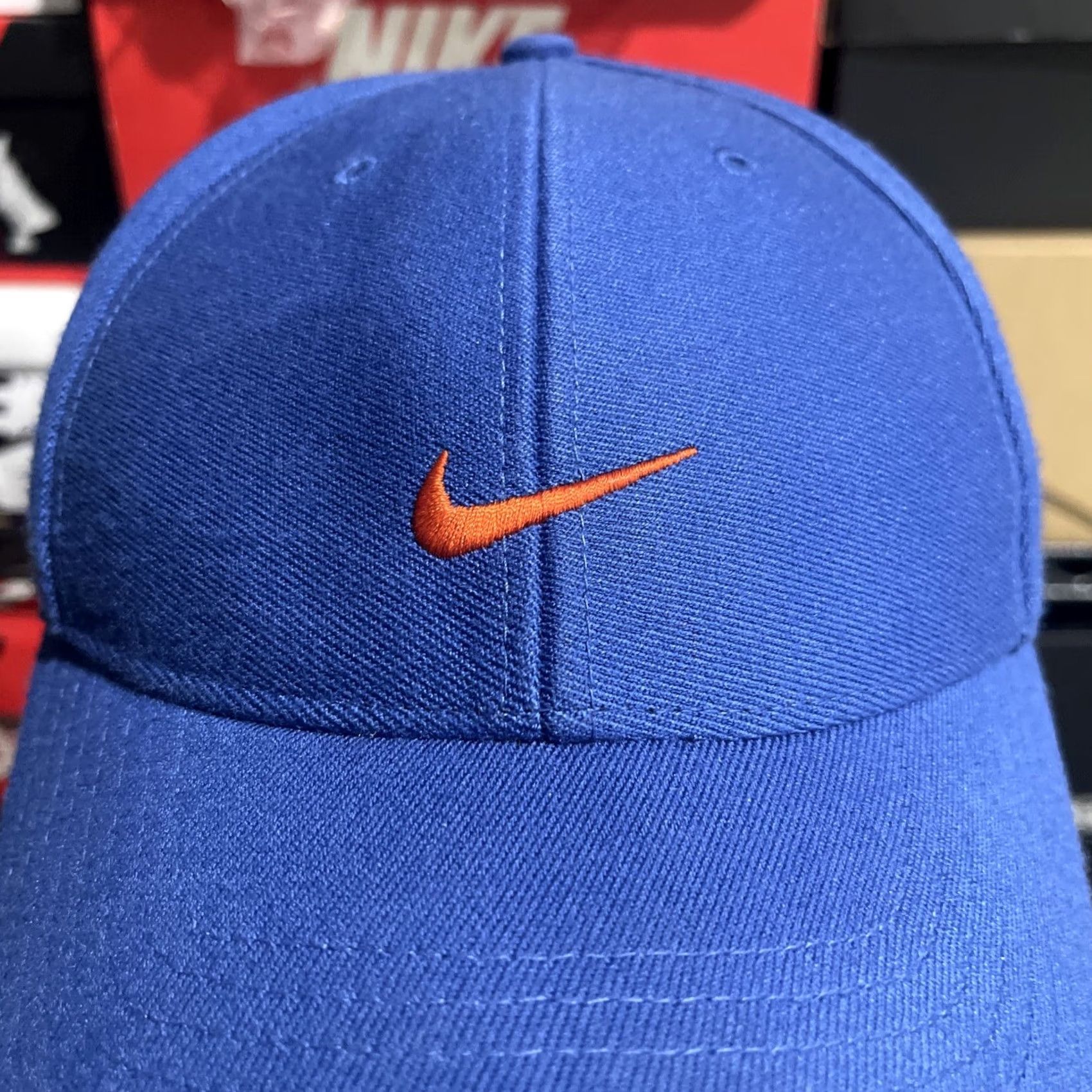 Nike VINTAGE Nike Hat Cap Mens Adjustable Blue Orange Swoosh Baseball Cap One Size Black? Size ONE SIZE - 3 Thumbnail