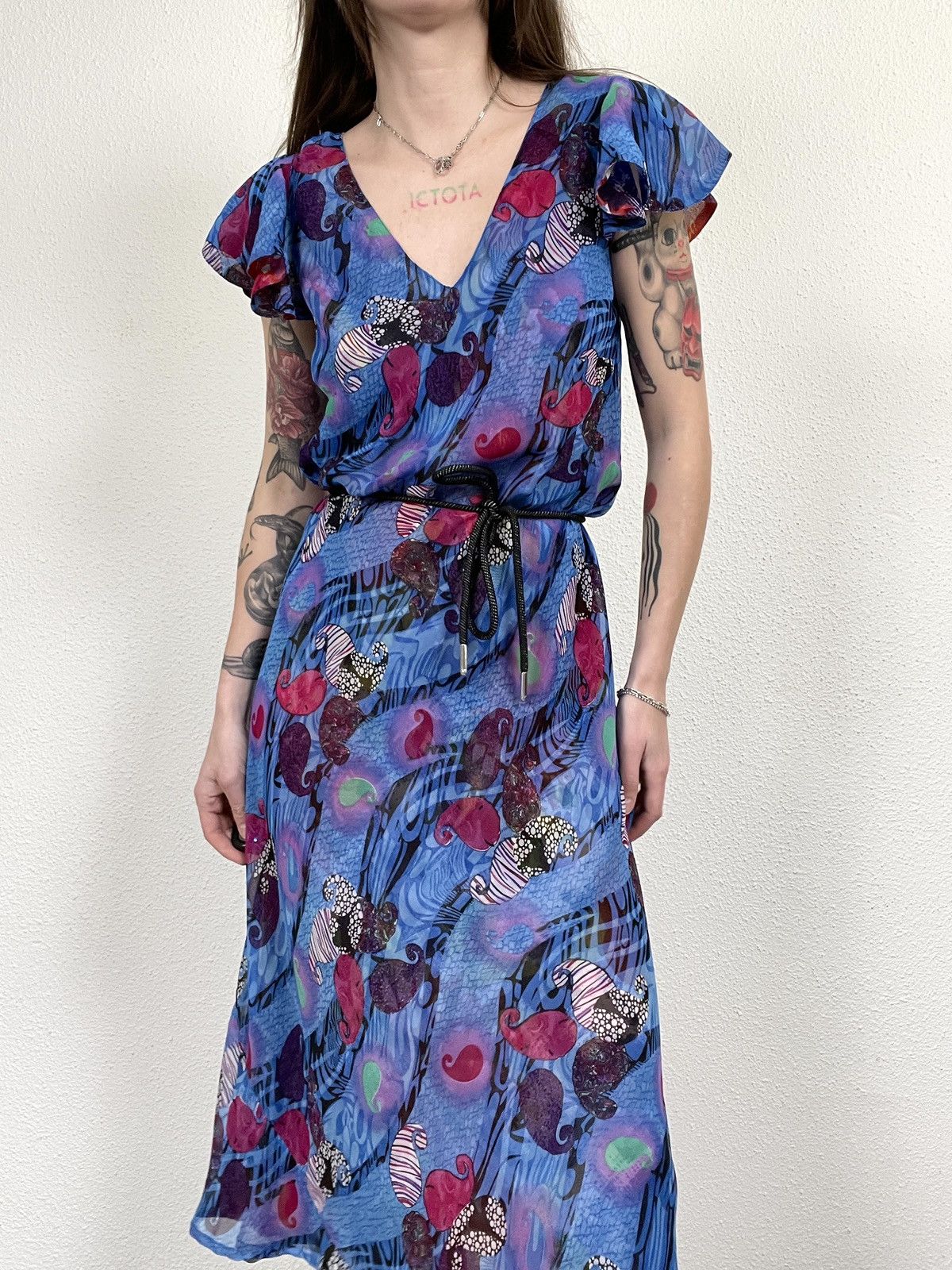 Vintage Vintage Y2K Two-Tone Reversible Floral Dress Size M / US 6-8 / IT 42-44 - 7 Thumbnail