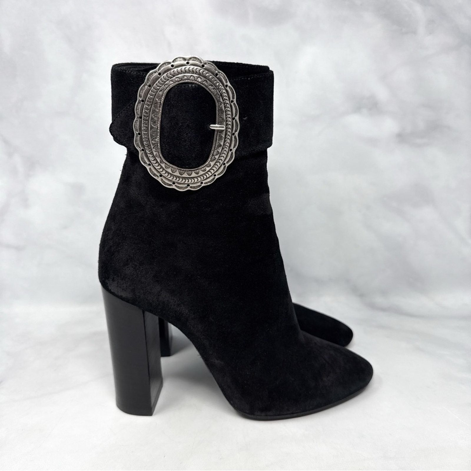 Saint Laurent Paris Saint Laurent Joplin Western Suede Heeled Ankle Boots 35.5 Size US 5.5 / IT 35.5 - 3 Thumbnail