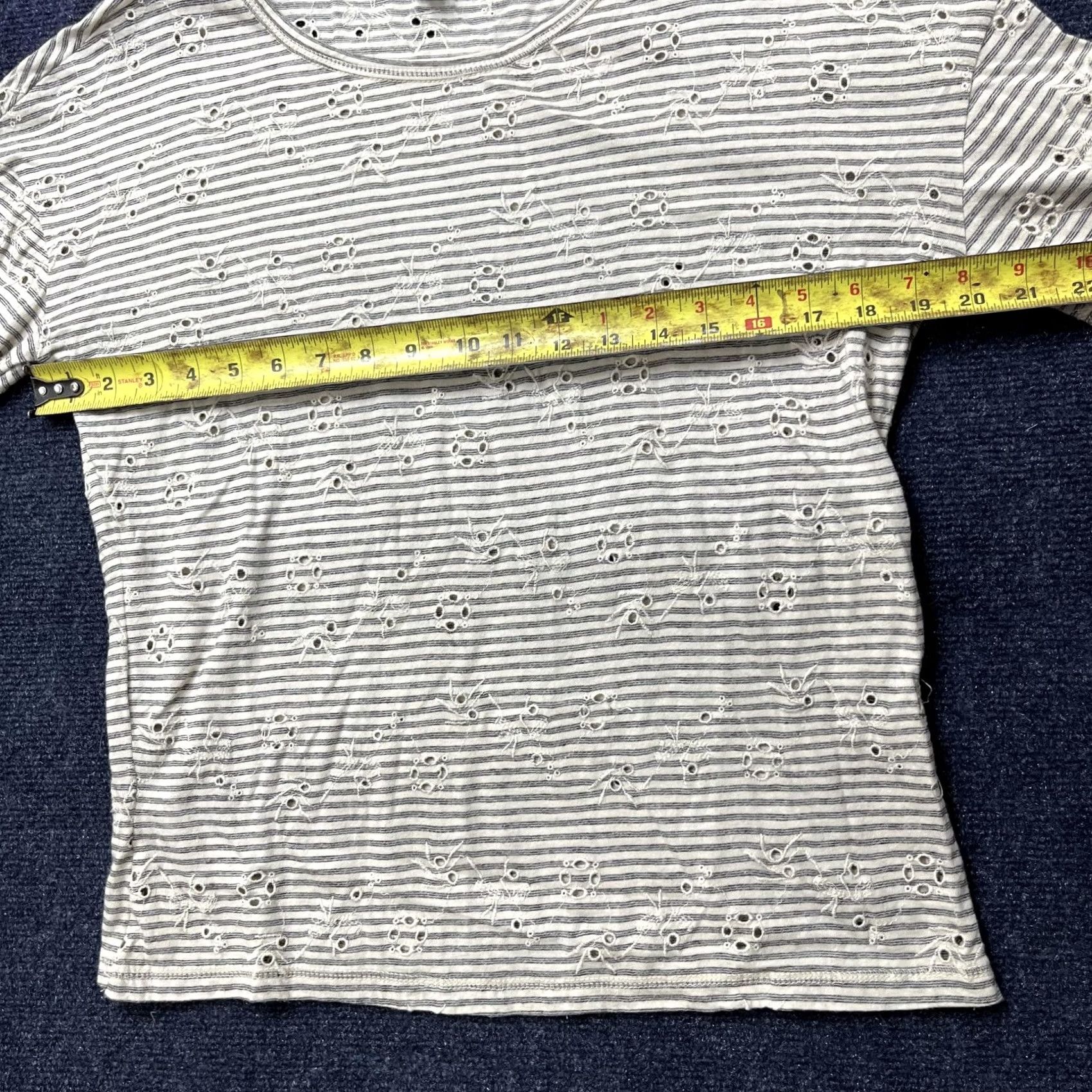 Lucky Brand Lucky Brand Shirt Womens Medium White Striped Eyelet Embroidered 3/4 Sleeve Top Size M / US 6-8 / IT 42-44 - 5 Thumbnail