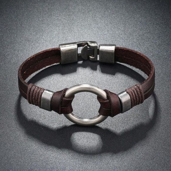 Other Men Rock Style Metallic Ring Simple Bracelet Size ONE SIZE - 4 Thumbnail