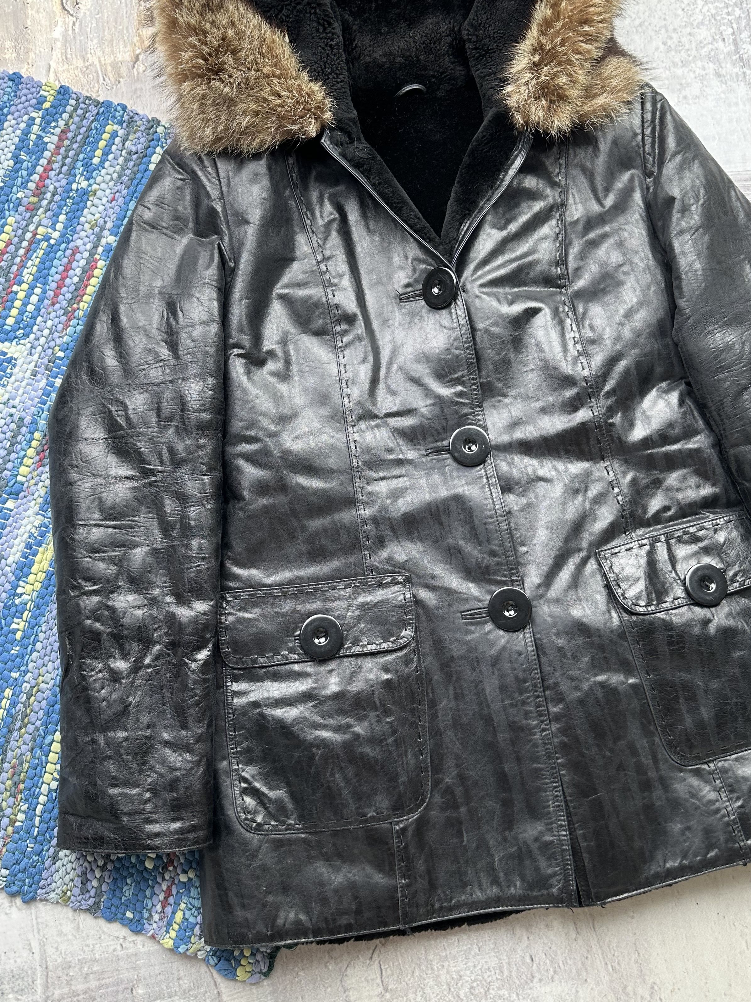Vintage Vintage Leather Coat With Real Fur Details A96(481)D15 Size S / US 4 / IT 40 - 3 Thumbnail