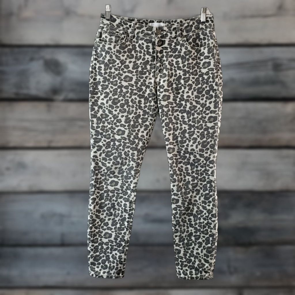 Loft Ann Taylor LOFT Womens Curvy Skinny Jeans Sz 6 Gray Animal Print Mid Rise Denim Cotton Blend Inseam 28 Womens Size 28" / US 6 / IT 42 - 1 Thumbnail