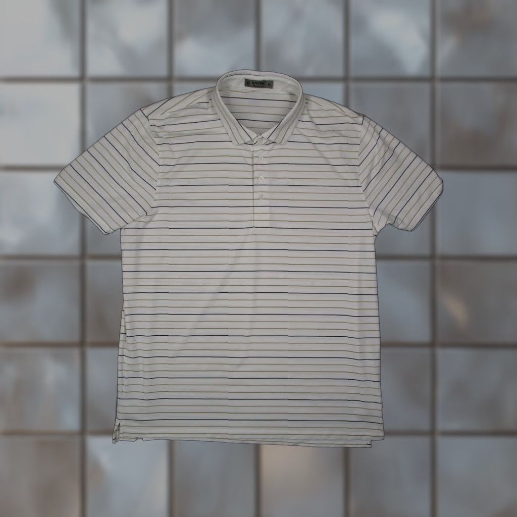 G/Fore Shirt Mens XL White Striped Performance Polo Polo Shirt Golf Casual Travel Activewear