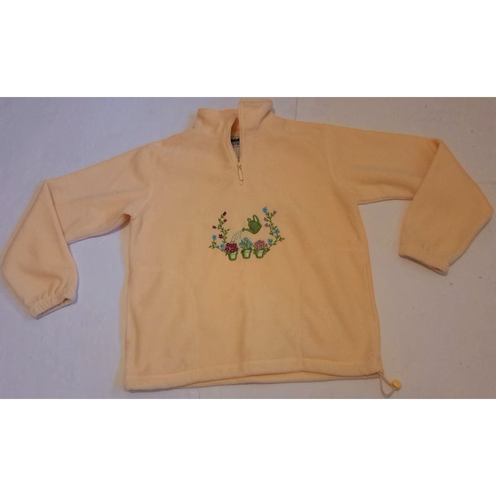 Northern Reflections VINTAGE Northern Reflections Flower Fleece 1/4 Zip Pullover Women's Medium Spring Yellow 24in Pit to Pit 24in Long Activewear Size M / US 6-8 / IT 42-44 - 2 Thumbnail