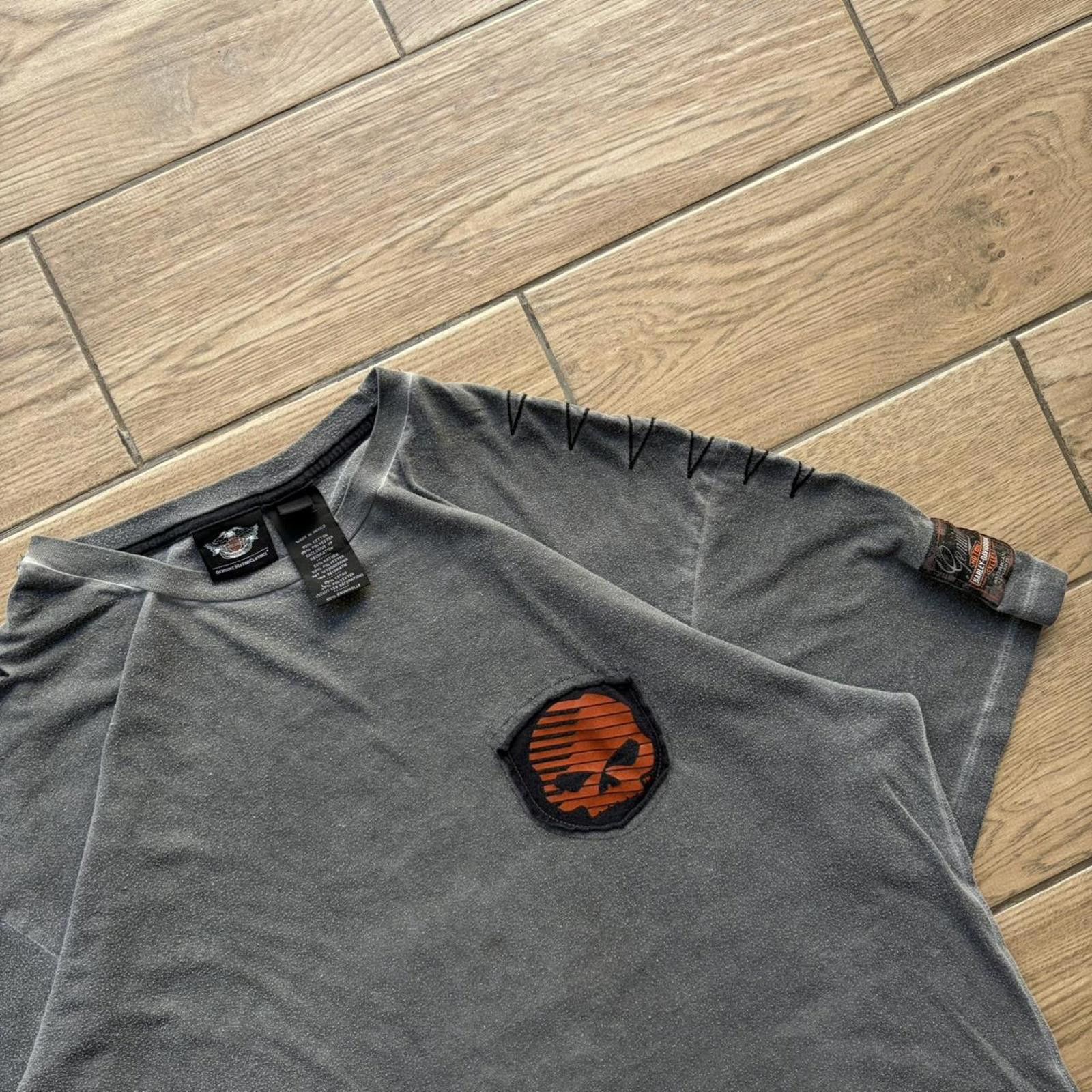 Harley Davidson Y2K Grey Harley Davidson Grunge Skull Biker T-Shirt Size US XL / EU 56 / 4 - 6 Thumbnail
