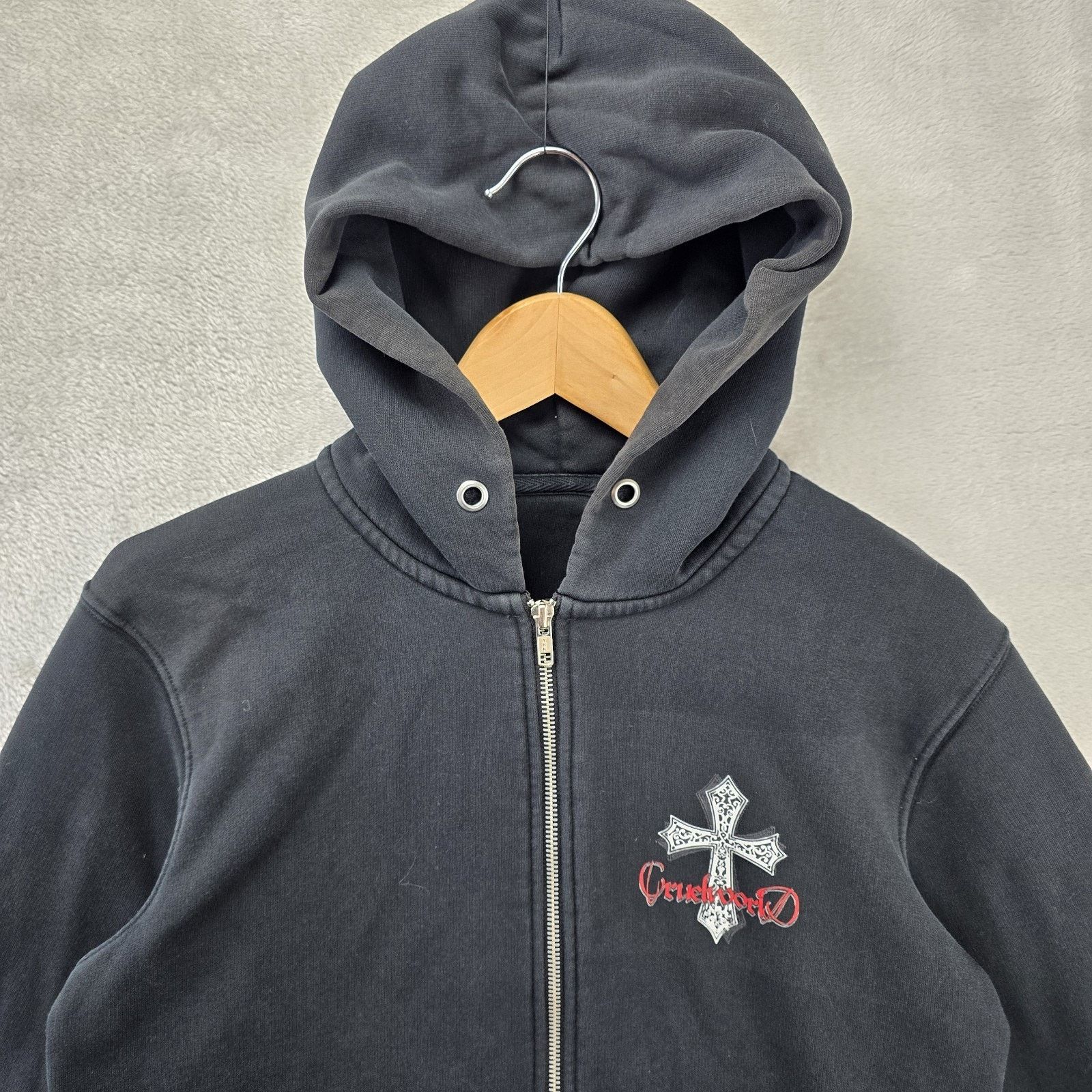 Other Cruel World Zip Up Hoodie Small Cross Y2K Goth Grunge Size US S / EU 44-46 / 1 - 4 Thumbnail