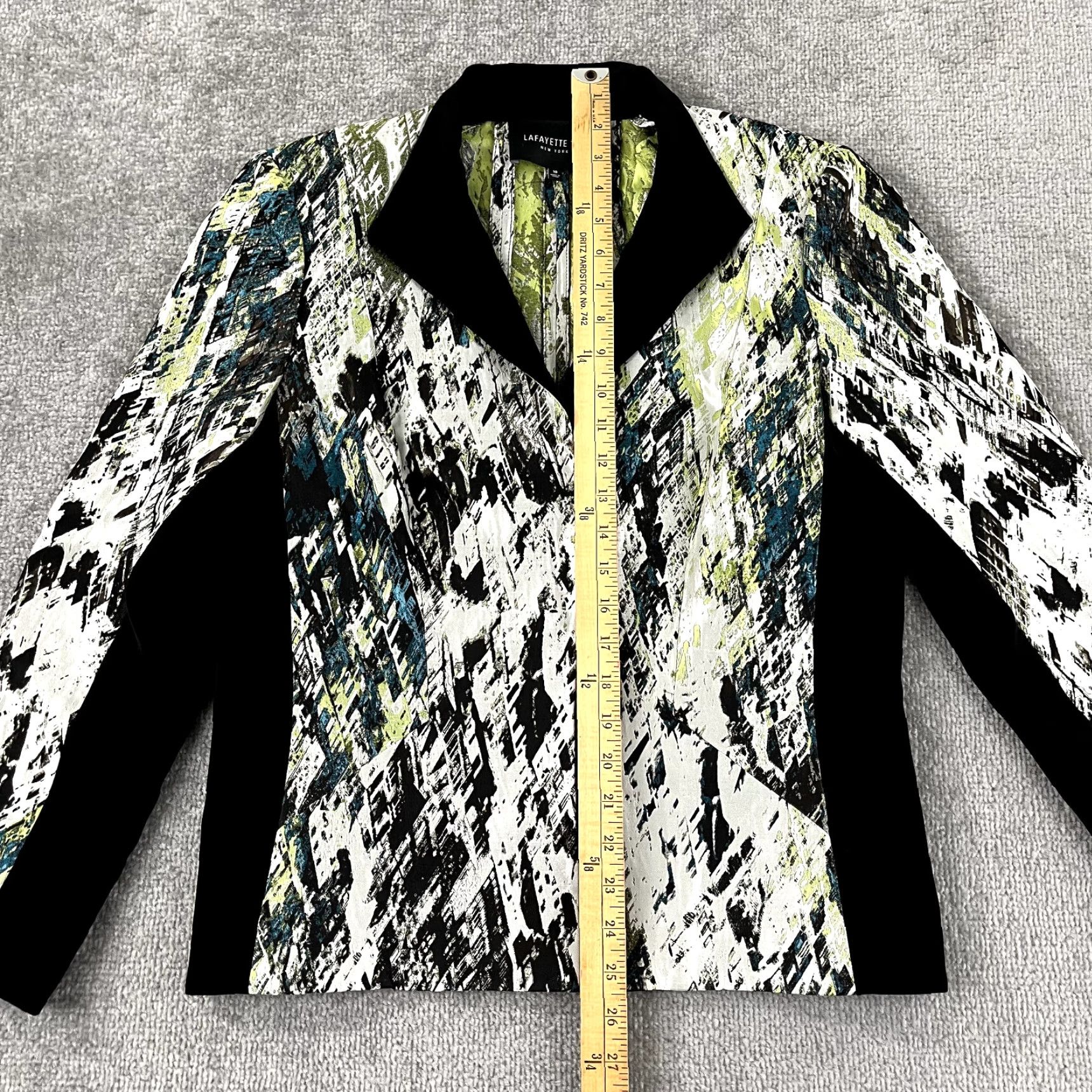 Vintage LAFAYETTE 148 NEW YORK Jacket Womens Size 10 100% Silk Abstract Art Blazer Snap Size L / US 10 / IT 46 - 4 Thumbnail