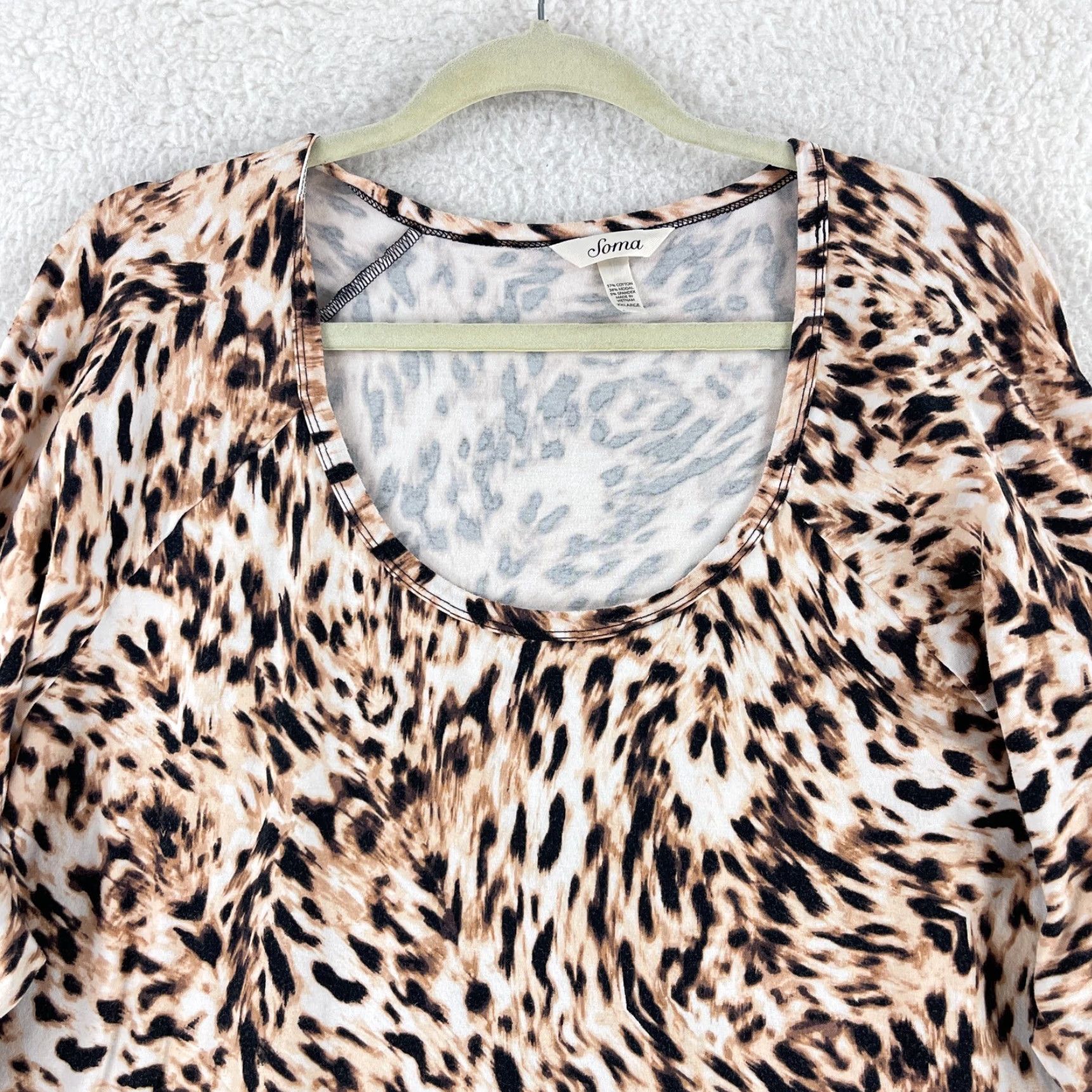 Vintage Soma Brown Animal Print Long Sleeve Pajama Dress Womens Pullover Size XXLarge Size XXL / US 16-18 / IT 52-54 - 5 Thumbnail