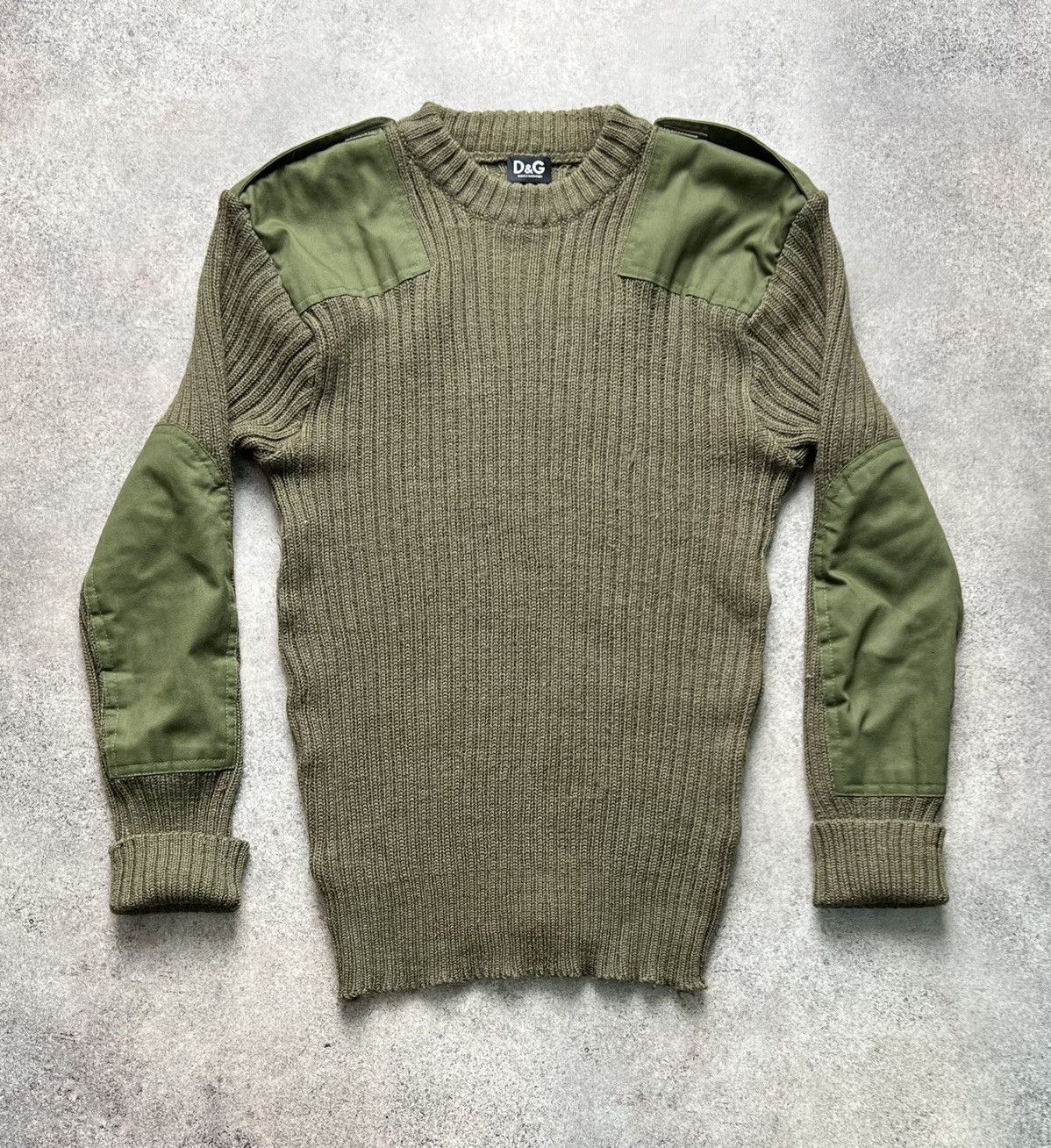 image of Avant Garde x Dolce Gabbana Vintage Military Wool Sweater in Green (Size Small)