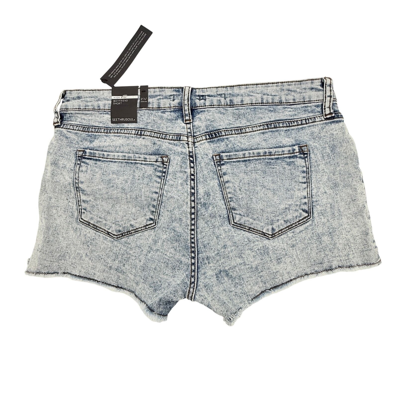 Other SeeThruSoul High Rise Boyfriend Shorts - Acid Wash Size 31" - 2 Thumbnail