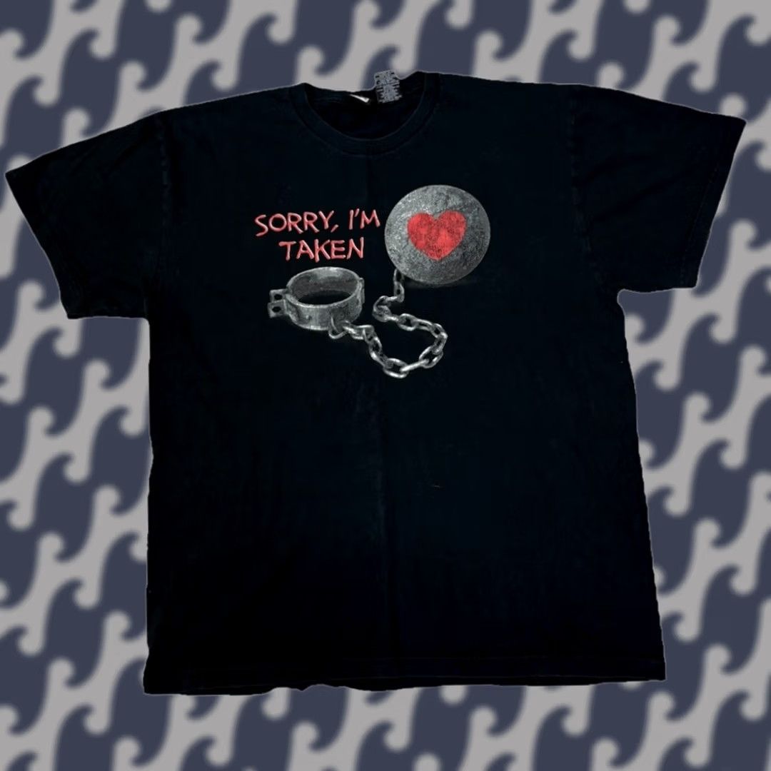 Vintage VINTAGE Ace Of Hearts T-Shirt Black XL Adults Short Sleeve "Sorry I’m Taken" Mens Size US XL / EU 56 / 4 - 1 Thumbnail