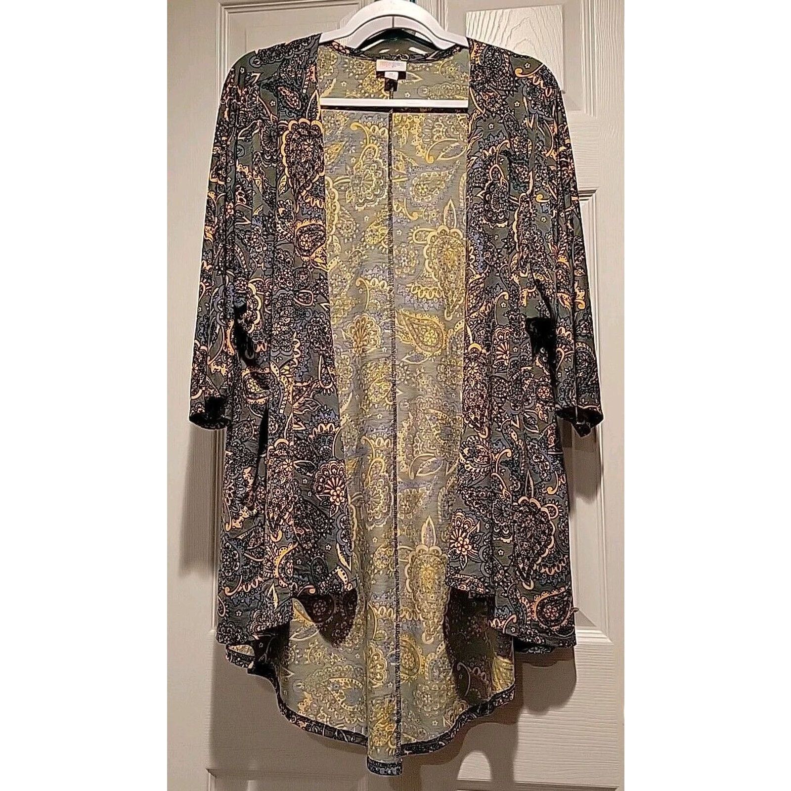 Other LuLaRoe LINDSAY KIMONO Sz M Blue Gold Paisley Drape Jacket Size M / US 6-8 / IT 42-44 - 1 Thumbnail