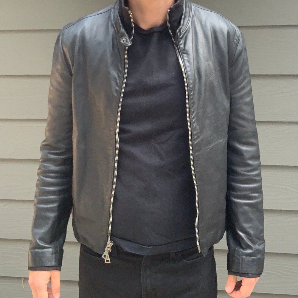 John Varvatos Mainline Collection Lambskin Cafe Racer Moto Jacket Size US S / EU 44-46 / 1 - 1 Thumbnail