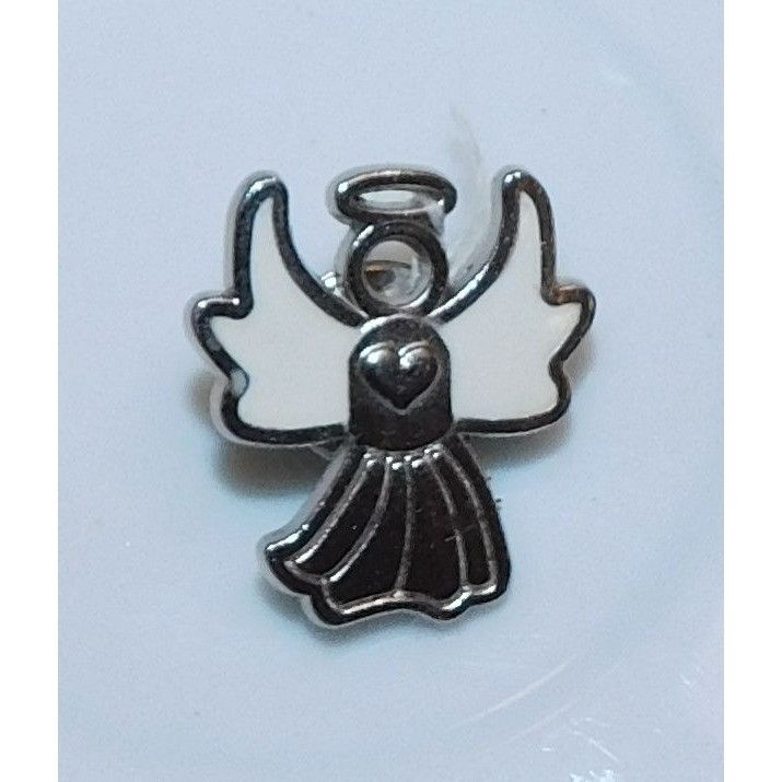 Other Angel Heart Silver Tone Lapel Pin With White Enamel Accents Size ONE SIZE - 1 Thumbnail