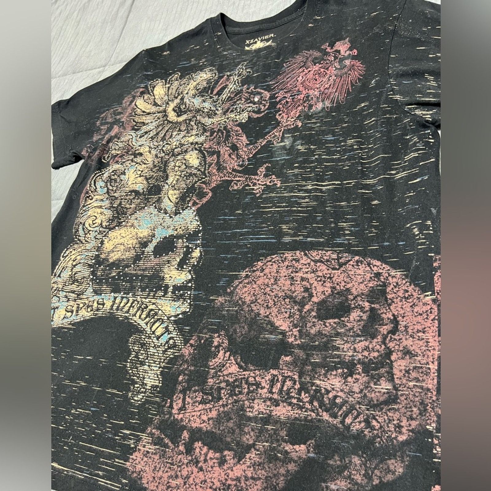 Xavier Y2K Xzavier Black AOP Skulls Cross Affliction Style Shirt XL Size US XL / EU 56 / 4 - 3 Thumbnail