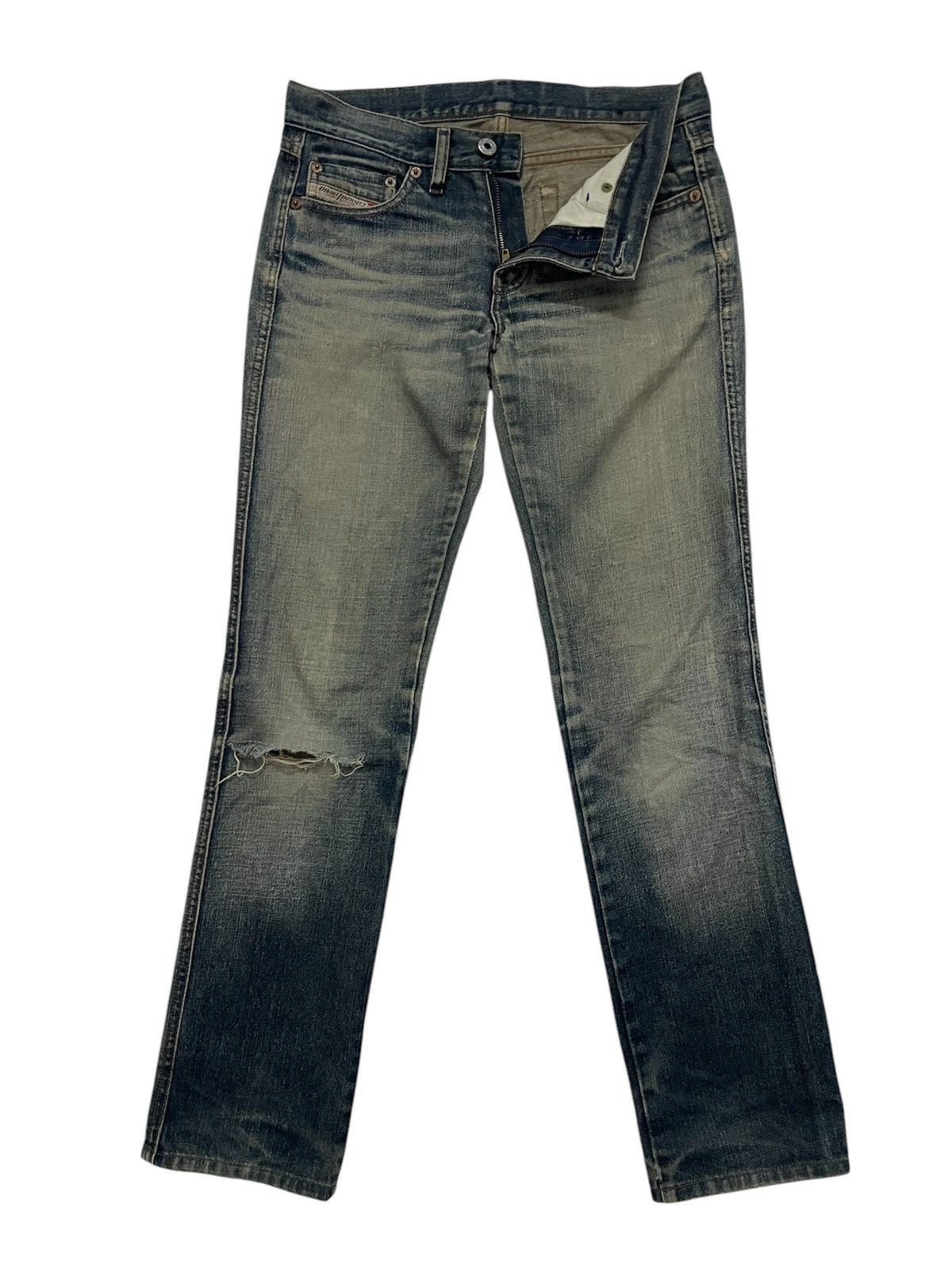 Diesel × Vintage Sick🔥Vtg Ripped Jeans Diesel Industry Embroidery denim Size 29" - 2 Thumbnail