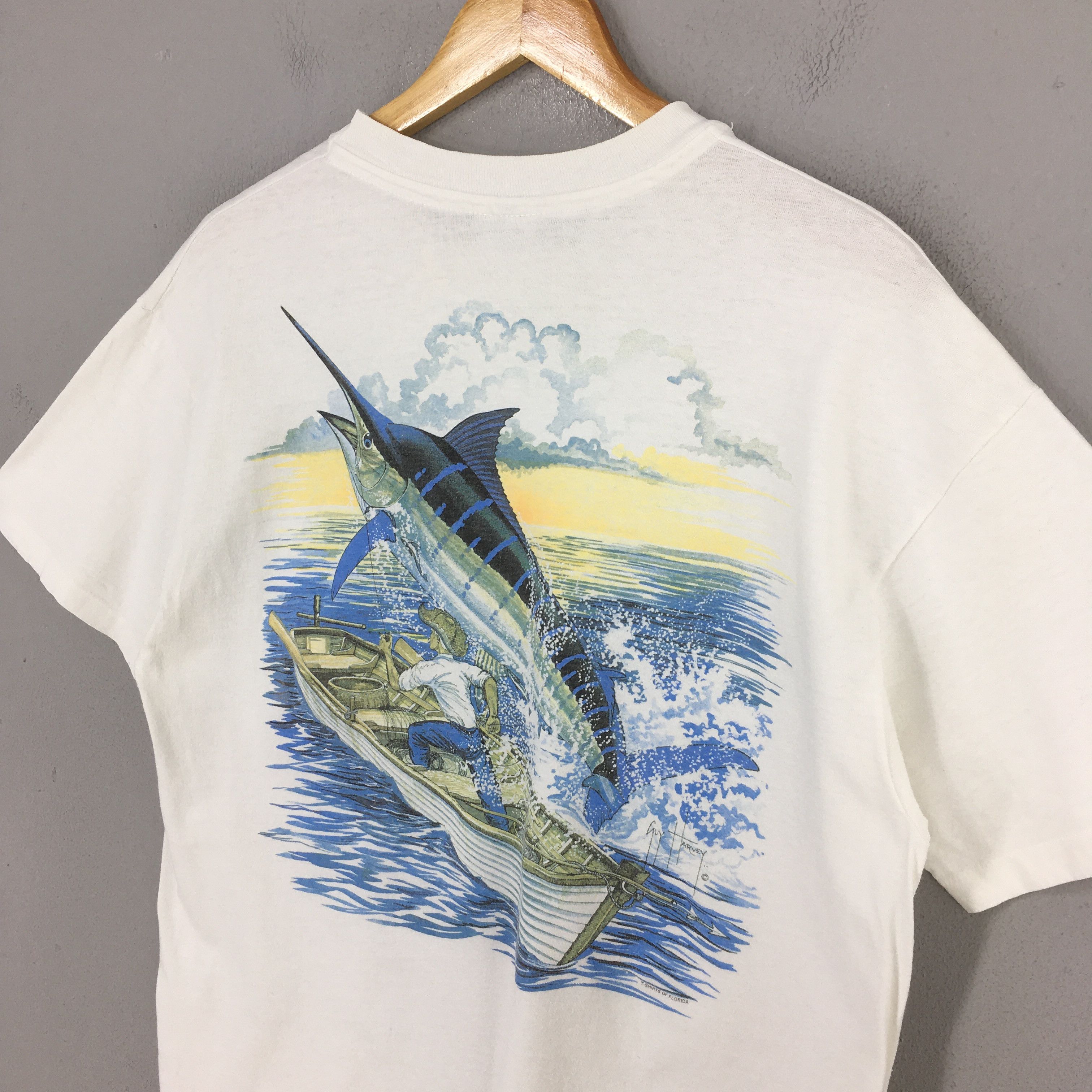 Guy Harvey Vintage 90s Guy Harvey Fishing White Tshirt Large Size US L / EU 52-54 / 3 - 3 Thumbnail