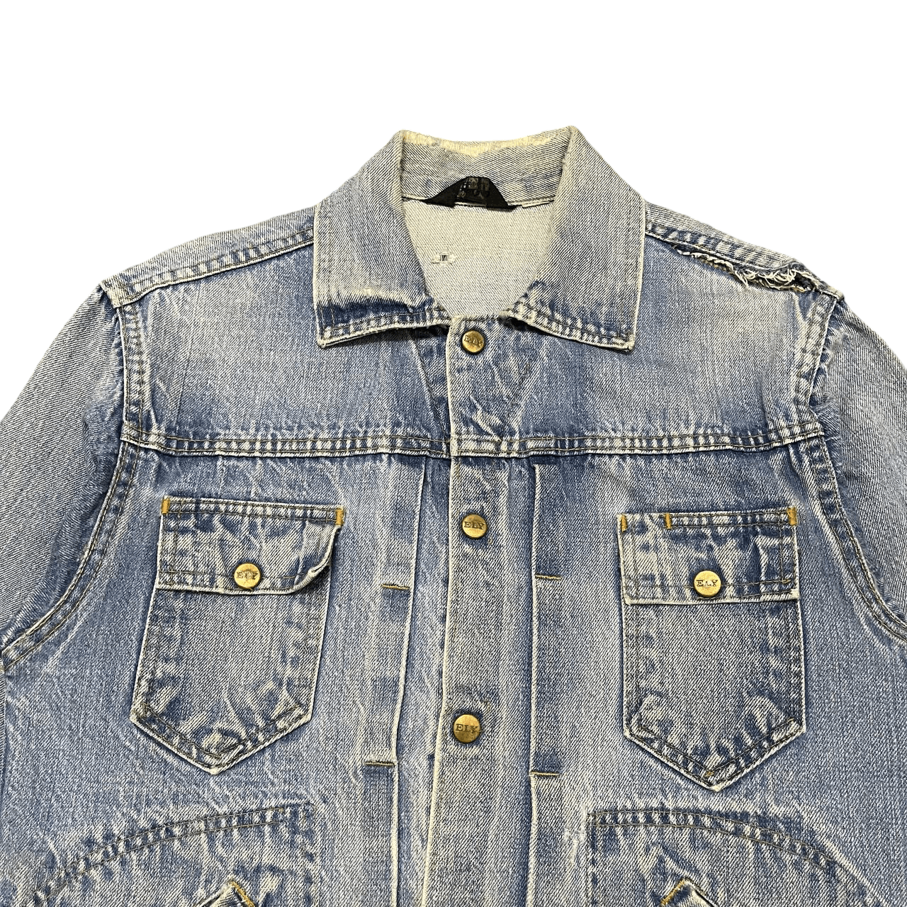 Vintage Vintage 60's Ely Denim Jacket Selvedge Distresed Trucker Size US M / EU 48-50 / 2 - 2 Thumbnail
