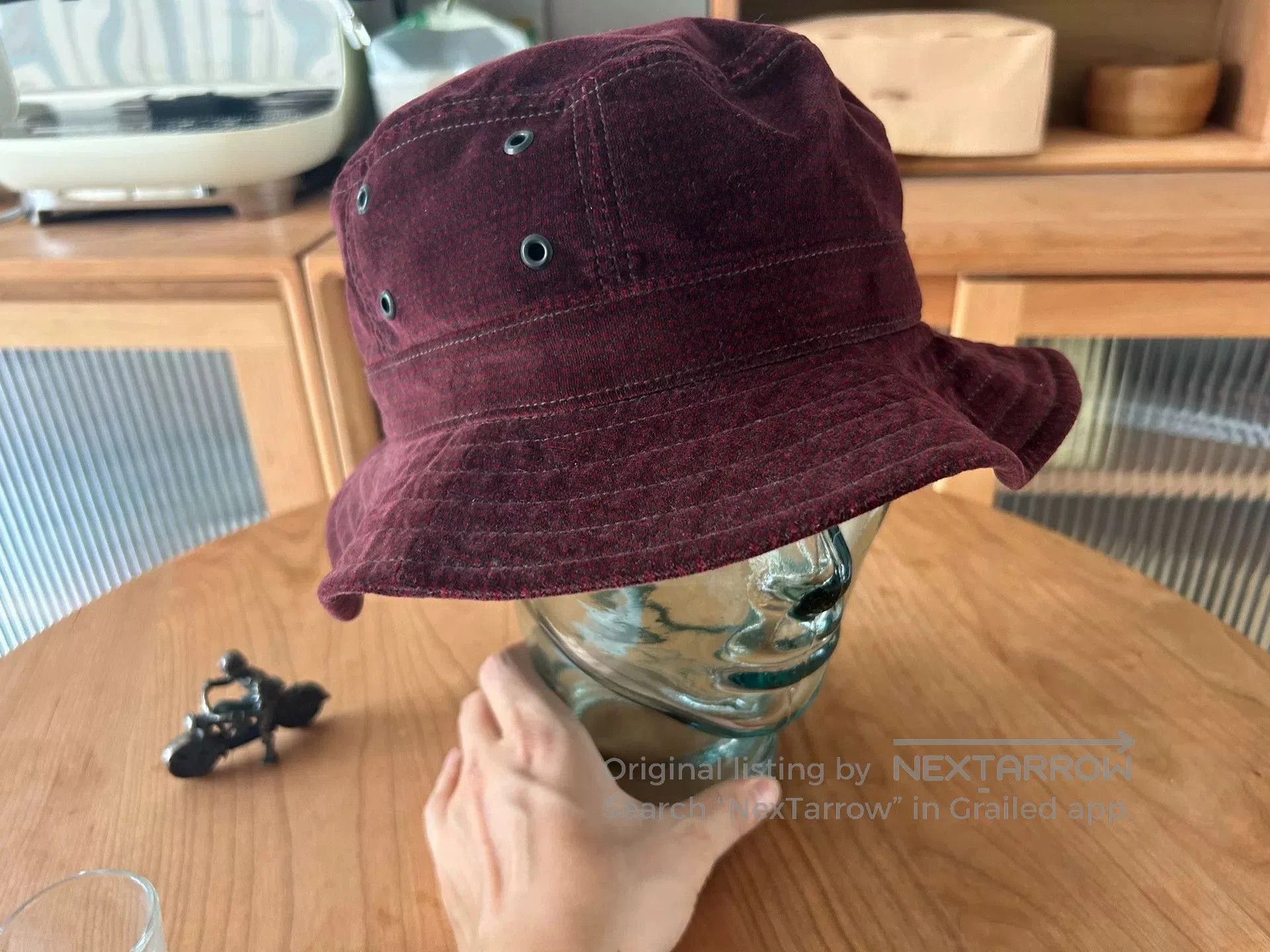 Freewheelers burgundy velvet bucket hat for outdoor use. Size ONE SIZE - 2 Thumbnail
