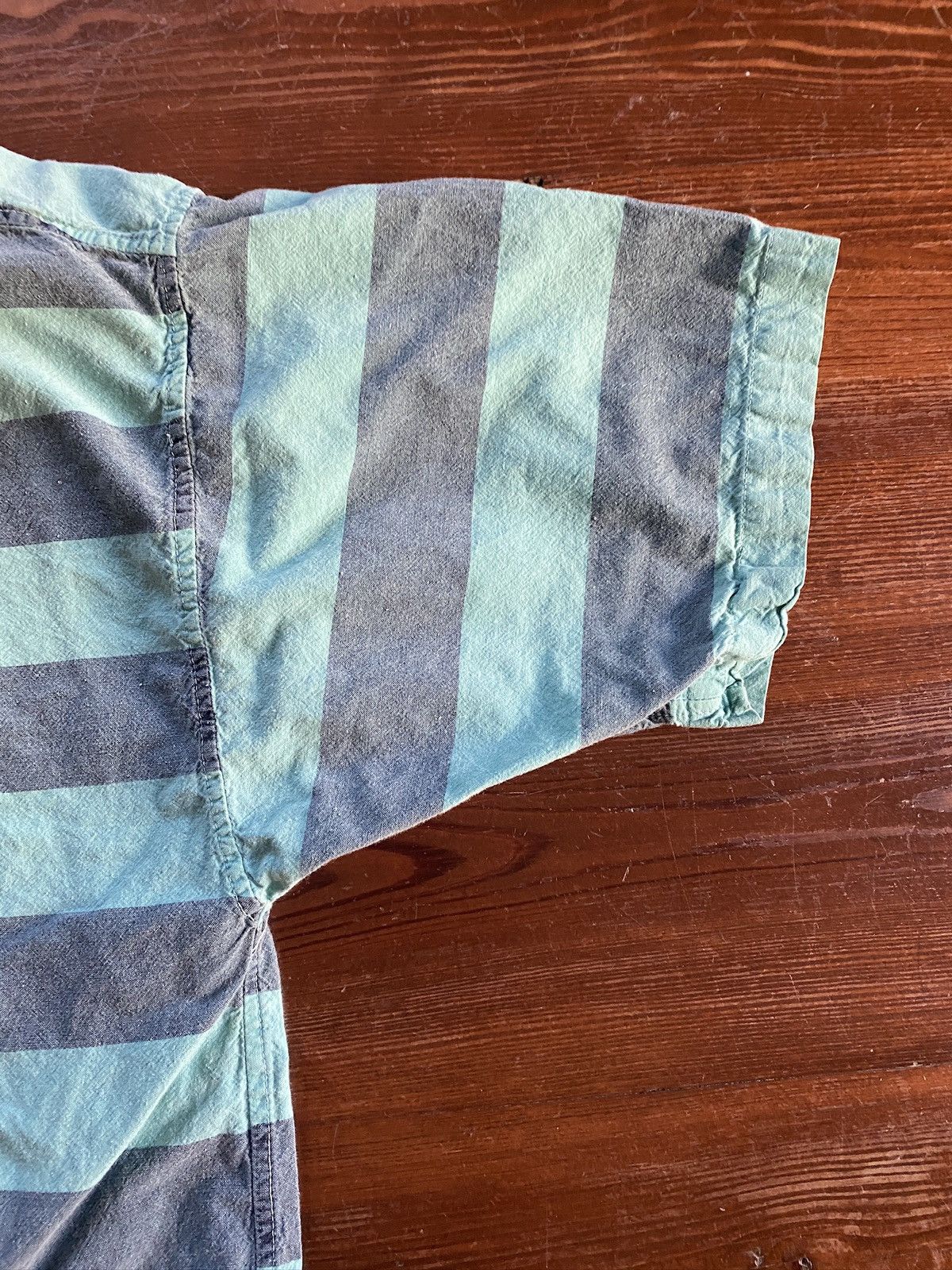 Vintage Vintage 90s Generalities Faded Striped Denim Like Pocket Tee Size US L / EU 52-54 / 3 - 3 Thumbnail