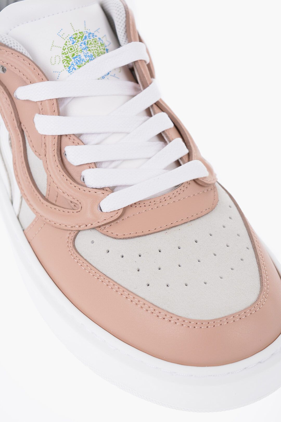 Stella McCartney og1mm0824 Leather S-Wave Low-Top Sneakers in Pink & White Size US 7 / IT 37 - 4 Thumbnail
