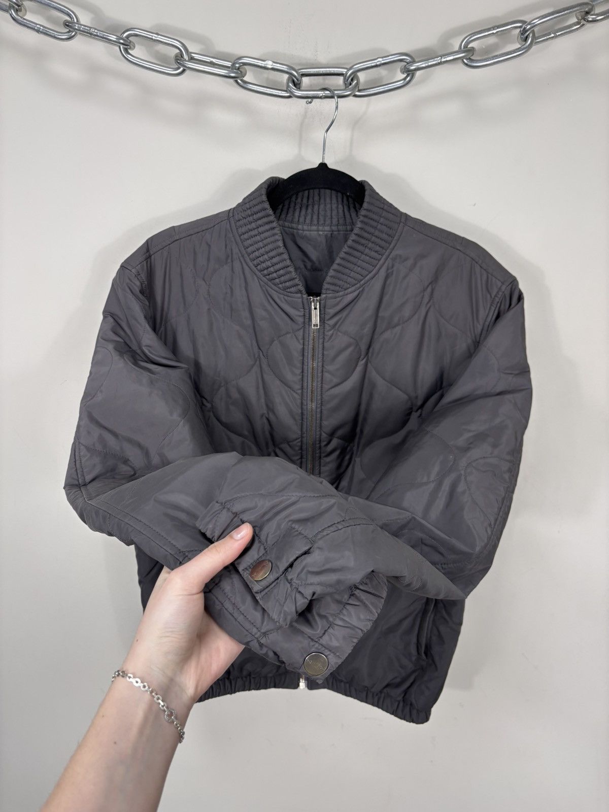 Z Zegna Z Zegna Men’s Quilted Grey Lightweight Bomber Jacket Size US M / EU 48-50 / 2 - 15 Thumbnail