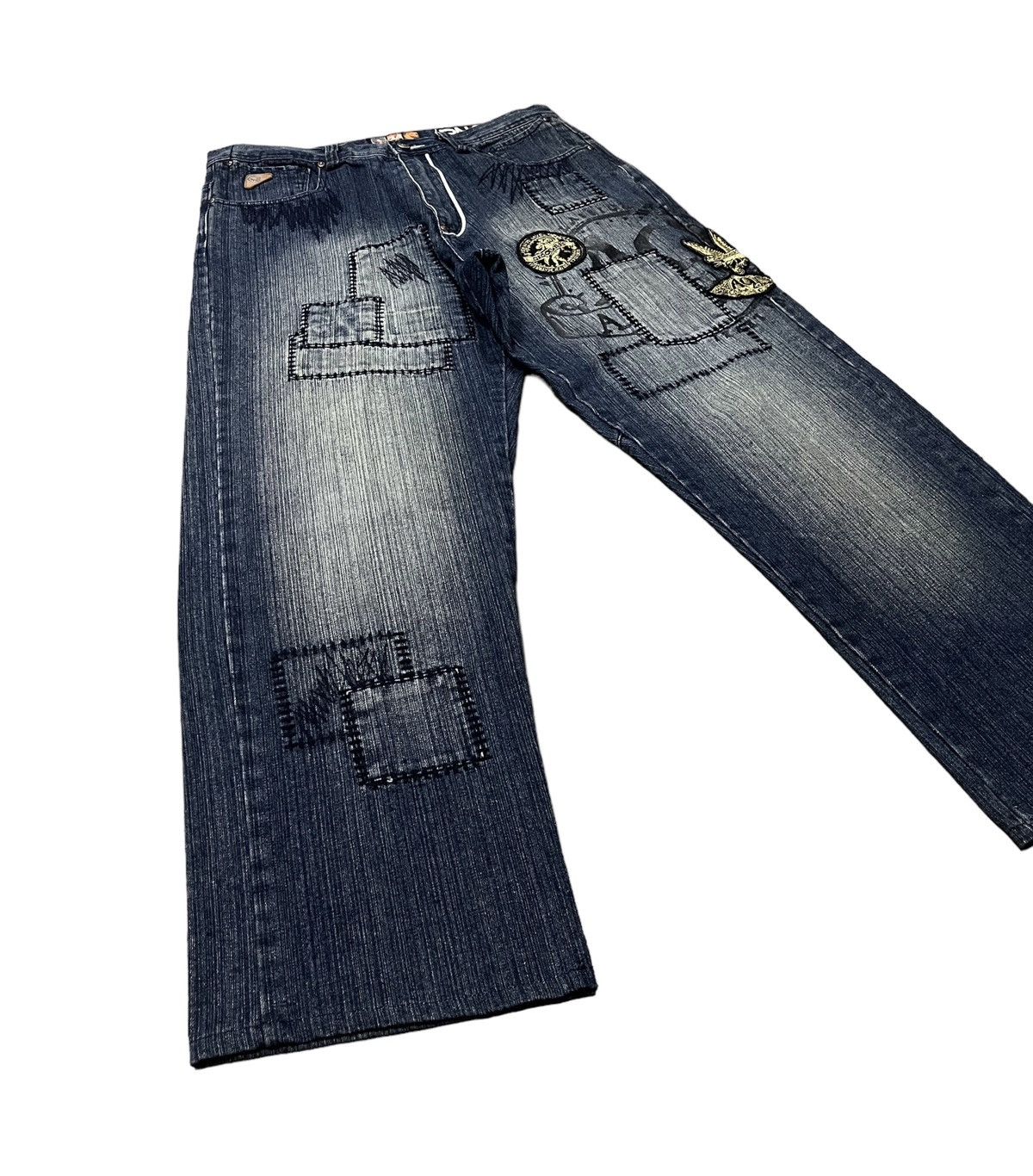 Akademiks akdemiks baggy patchwork shashiko boro denim Size US 34 / EU 50 - 2 Thumbnail