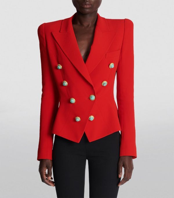 Balmain o1w1db10624 BRN Crepe Jacket in Red Size XS / US 0-2 / IT 36-38 - 3 Thumbnail