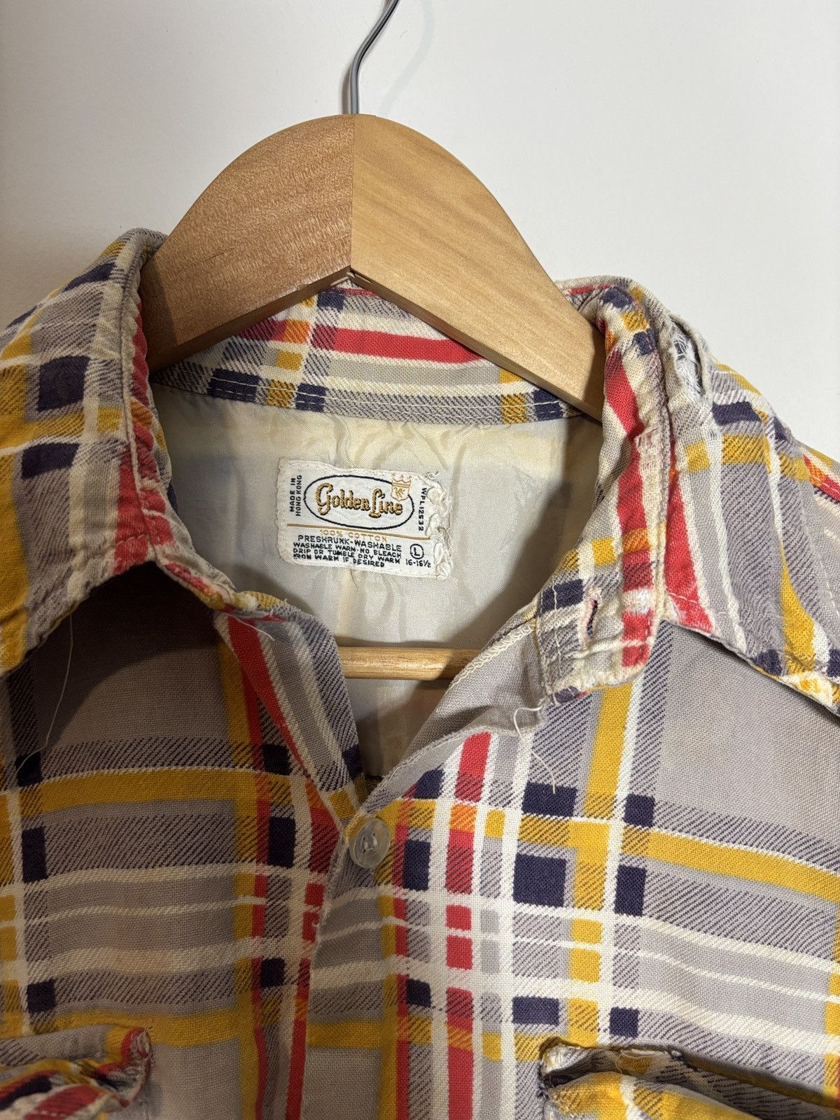 Vintage Vintage Golden Line Flannel Shirt 60s Thrashed Distressed L Size US L / EU 52-54 / 3 - 2 Thumbnail