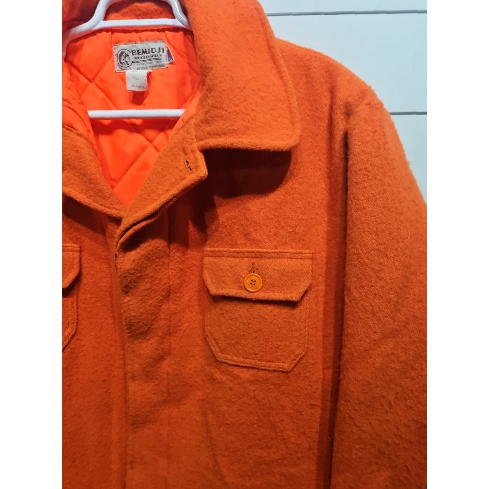 Vintage VINTAGE Bemidji Woolen Mills USA 100% Wool 301 Orange Coat Jacket Mens Size 50 Long Size US M / EU 48-50 / 2 - 5 Thumbnail