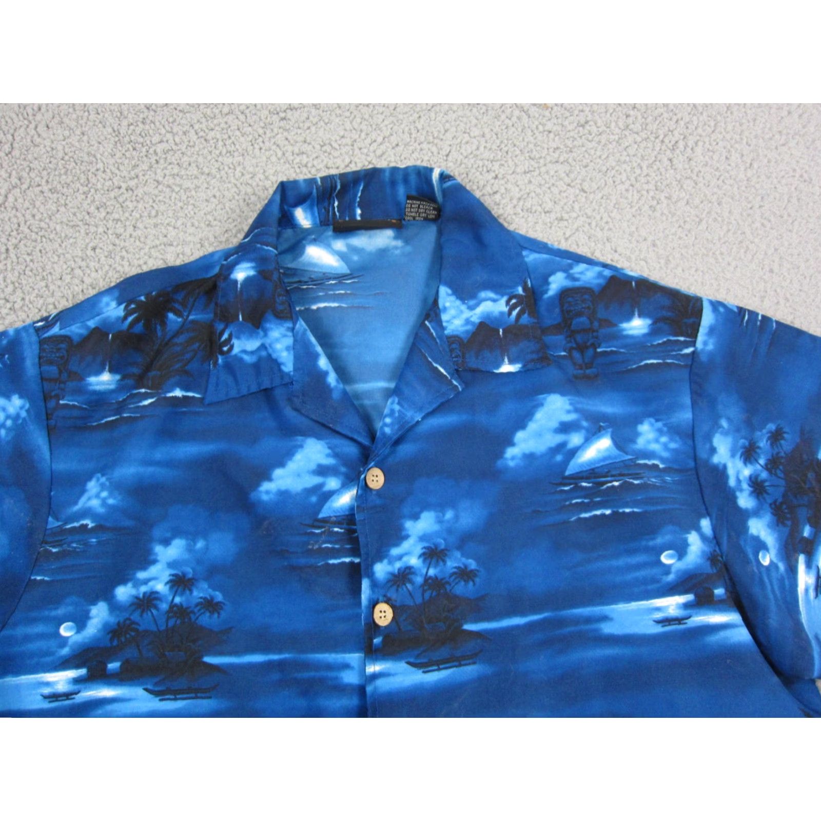 Vintage VINTAGE ODO Shirt Mens M Blue Hawaiian Floral 90s Button-Up Short Sleeve Collared Polyester Summer Size US M / EU 48-50 / 2 - 2 Thumbnail