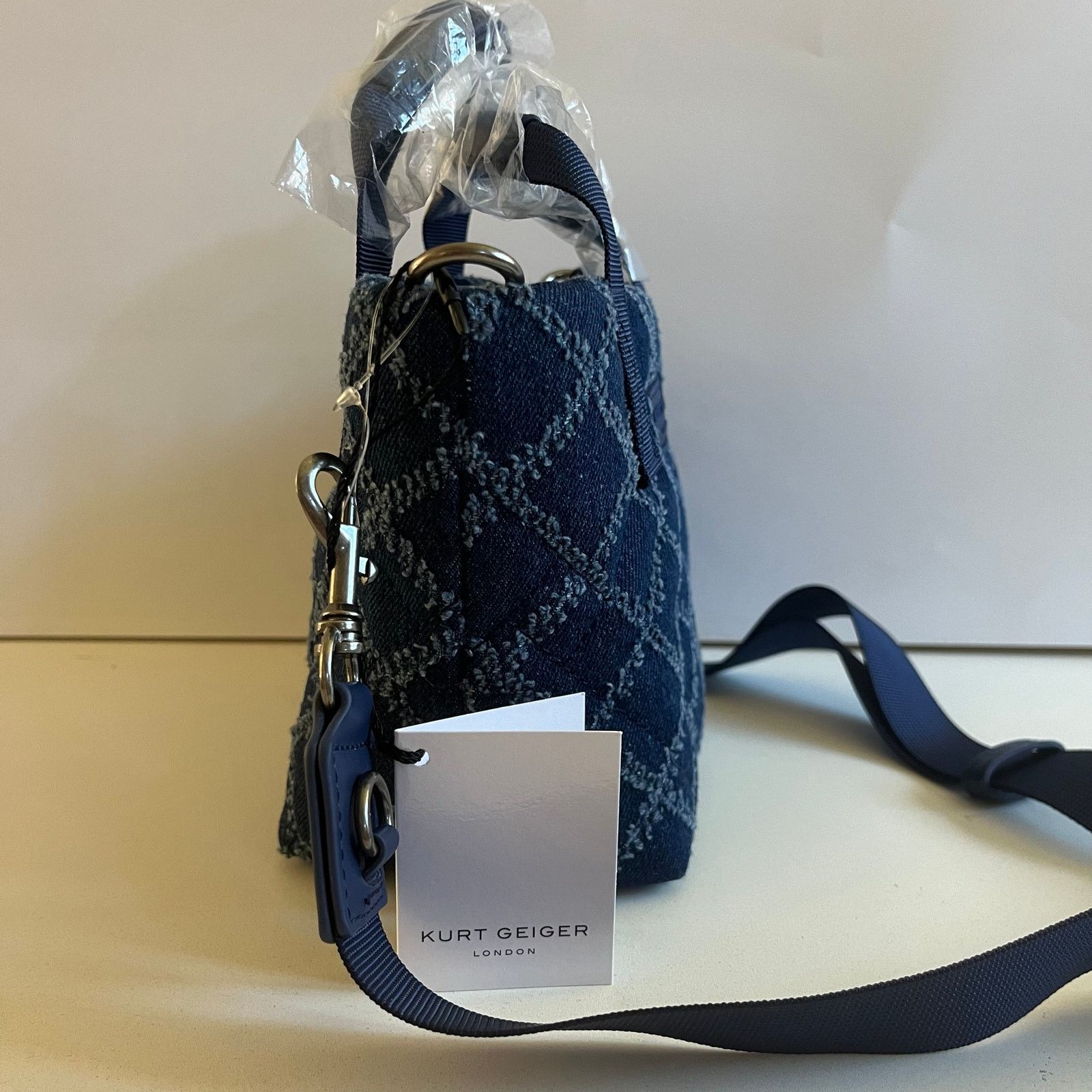 Kurt Geiger Kurt Geiger NWT, Denim Navy Blue, Quilted Tote Bag Size ONE SIZE - 6 Thumbnail