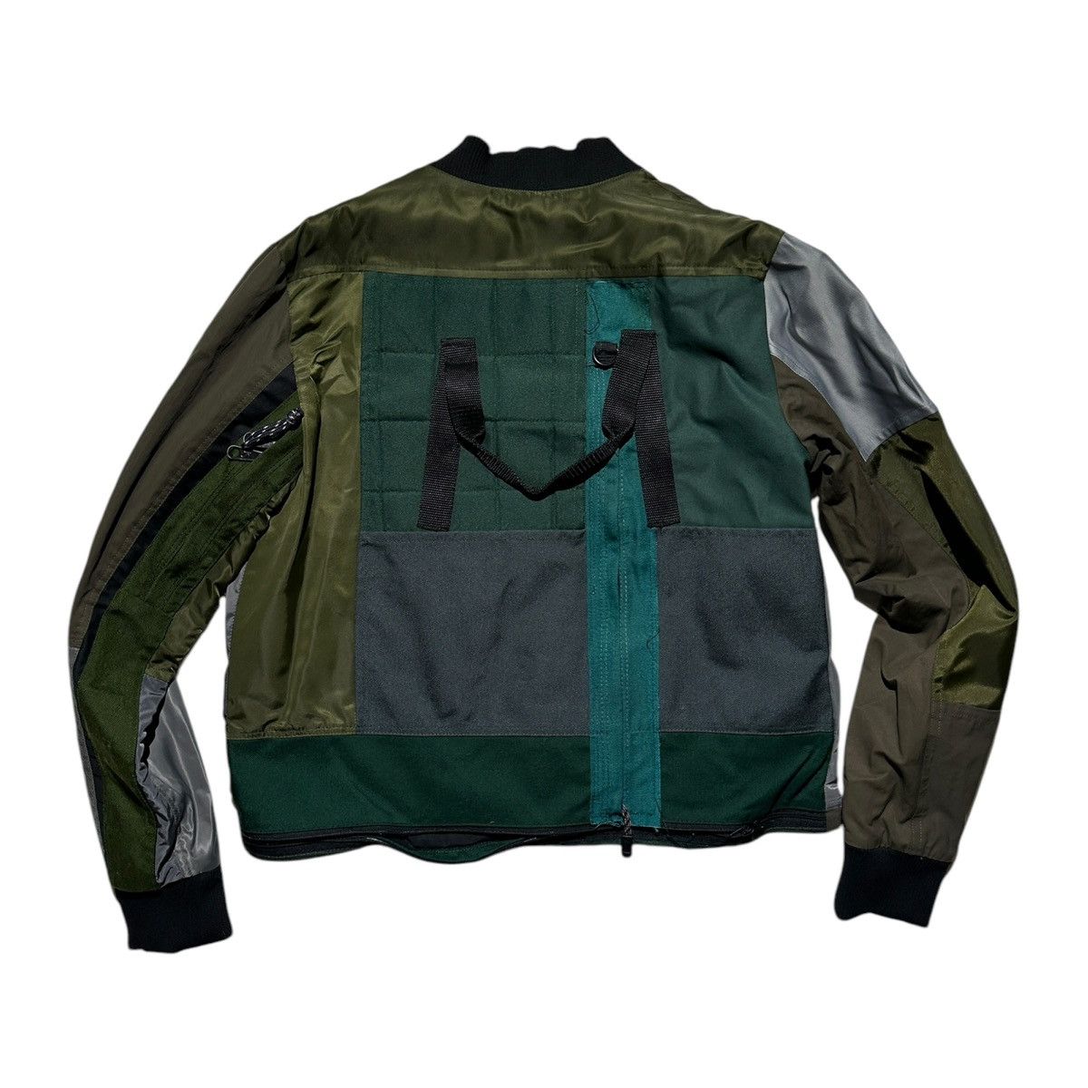 Reconstructed patchwork backpack bomber