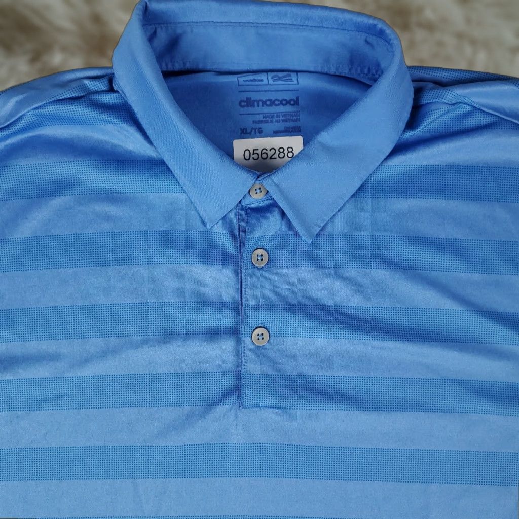 Adidas Adidas Polo Shirt Mens XL Blue Striped Casual Golf Short Sleeve Shirt Size US XL / EU 56 / 4 - 1 Thumbnail