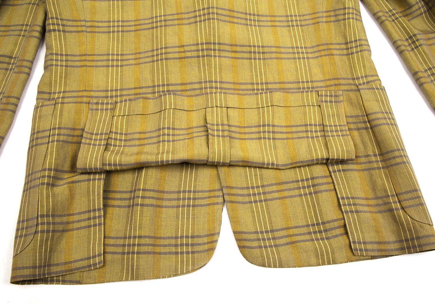 Linen Blend Check Jacket in Light Green Size L
