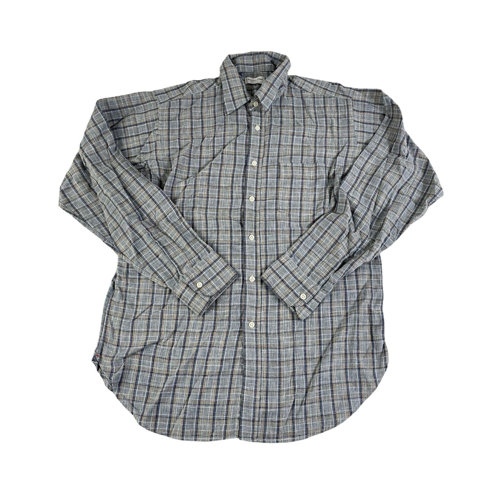 Christian Dior Monsieur Vintage Christian Dior Blue Plaid Shirt Mens Large Size US L / EU 52-54 / 3 - 1 Thumbnail
